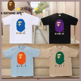 A BATHING APE  |Crew Neck Unisex Street Style Plain Cotton Short Sleeves