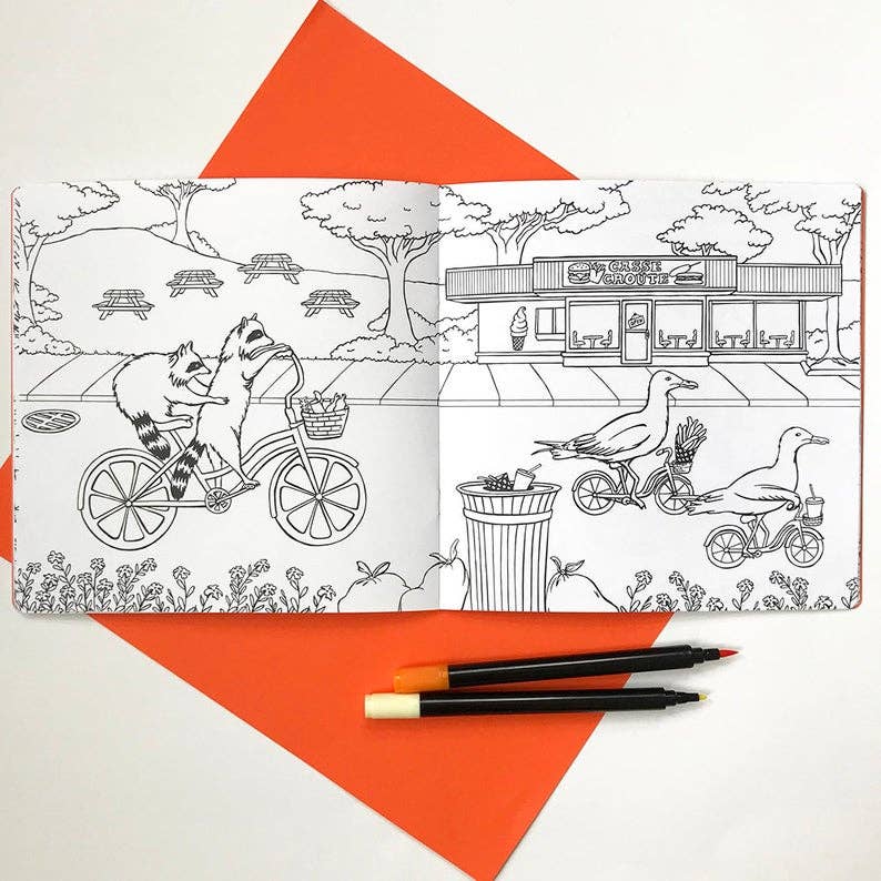 Animals on Bikes From the Forest to the Town Colouring Book