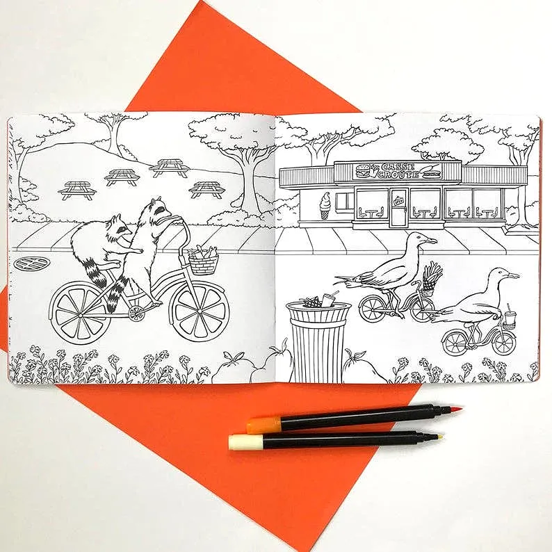 Animals on Bikes From the Forest to the Town Colouring Book