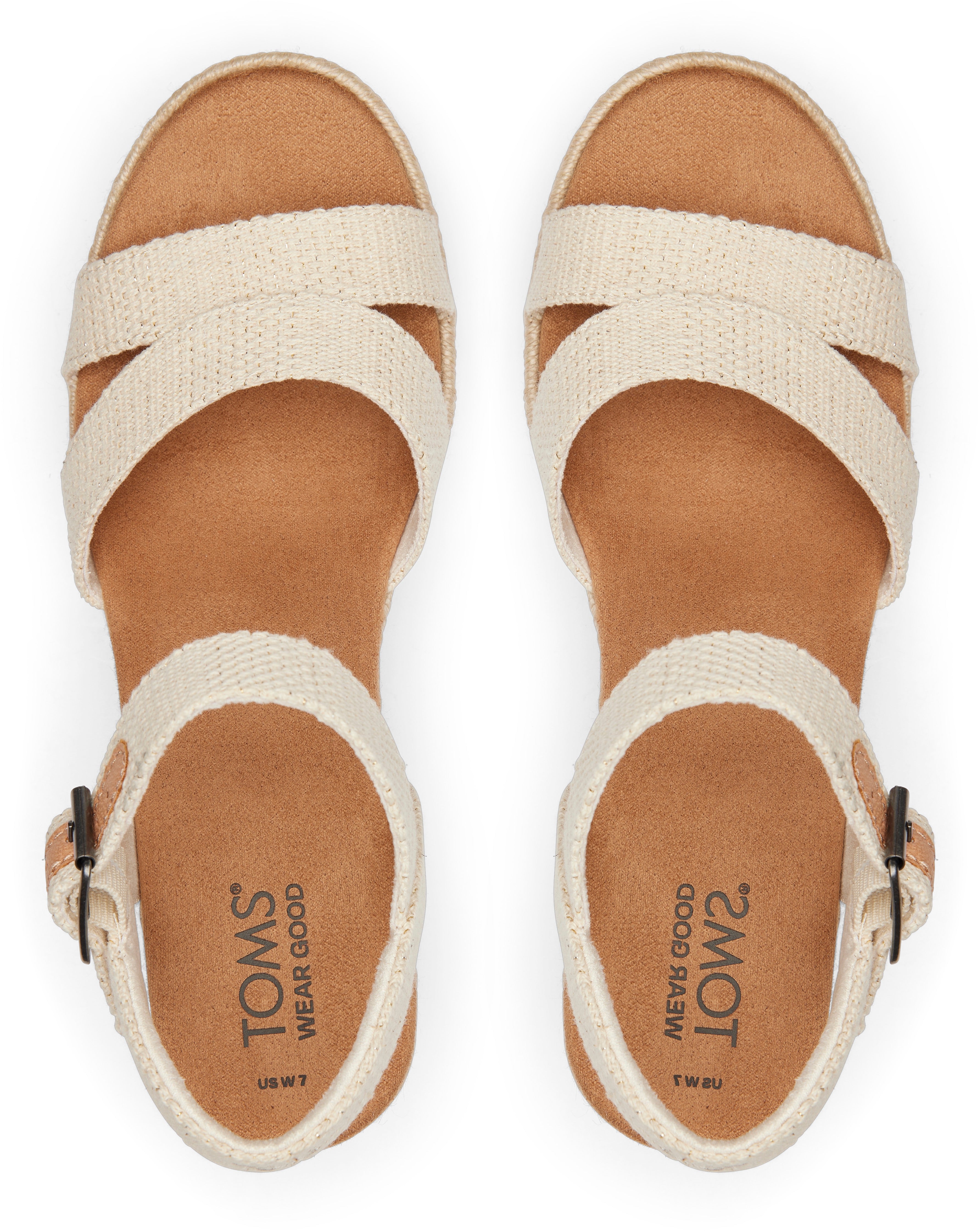 Audrey Espadrille Sandal - Natural Undyed Metallic Linen Stripe