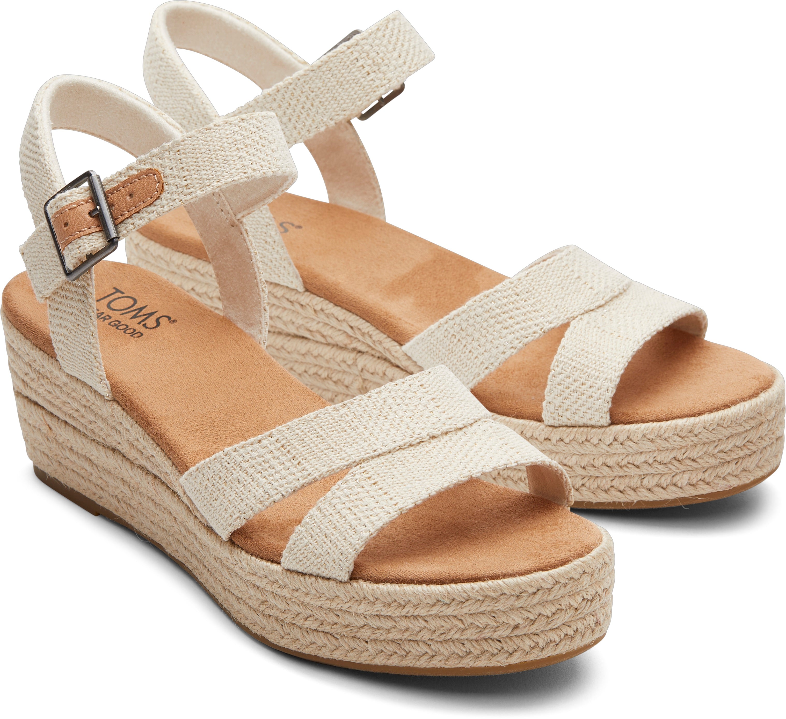 Audrey Espadrille Sandal - Natural Undyed Metallic Linen Stripe