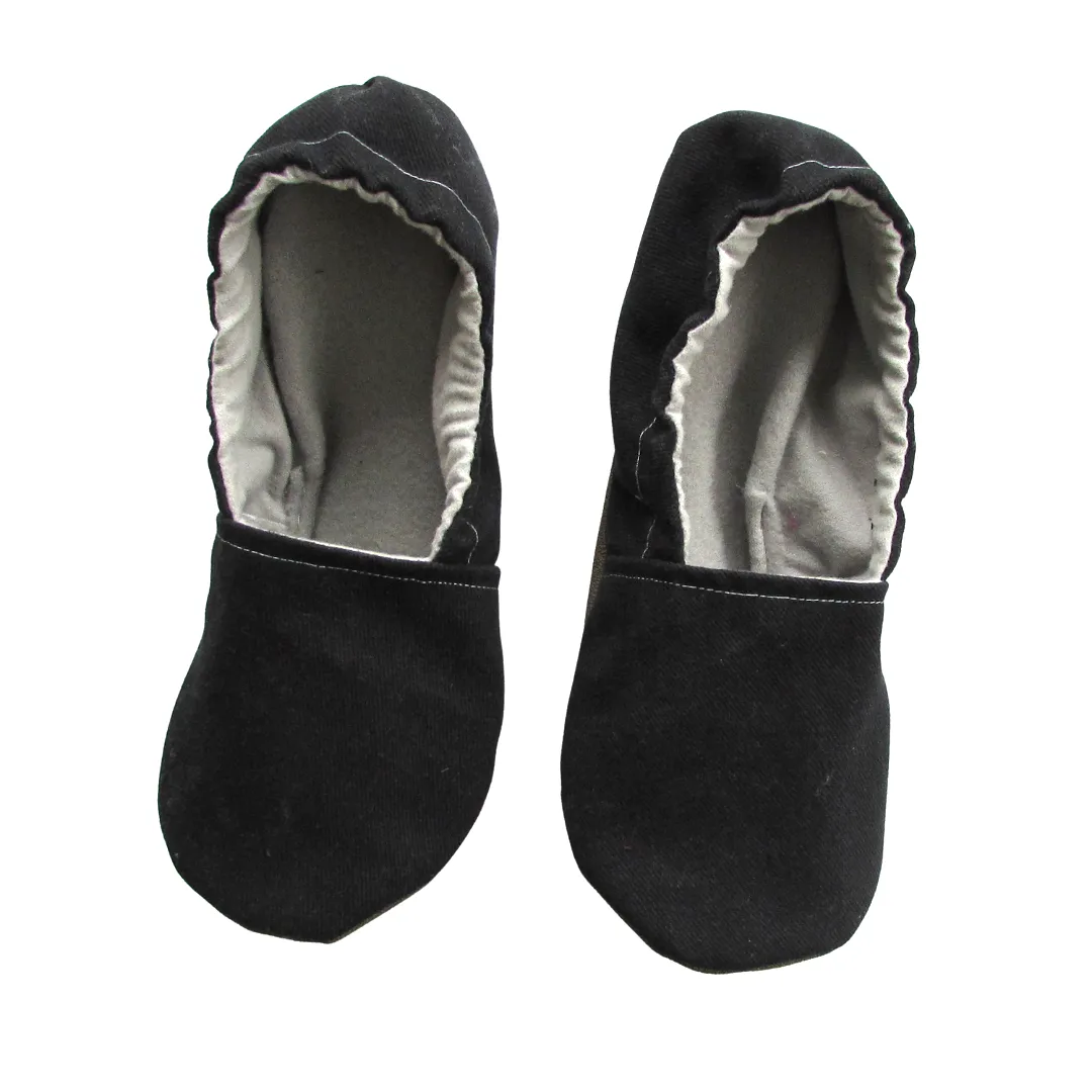 Black Brushed Denim Women's Slippers