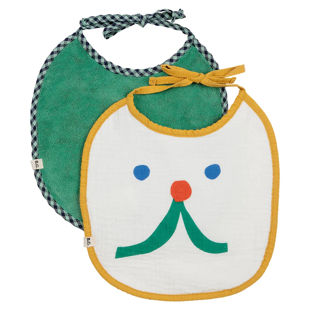 Bobo Choses Baby Set of Two Funny Face Bibs Green