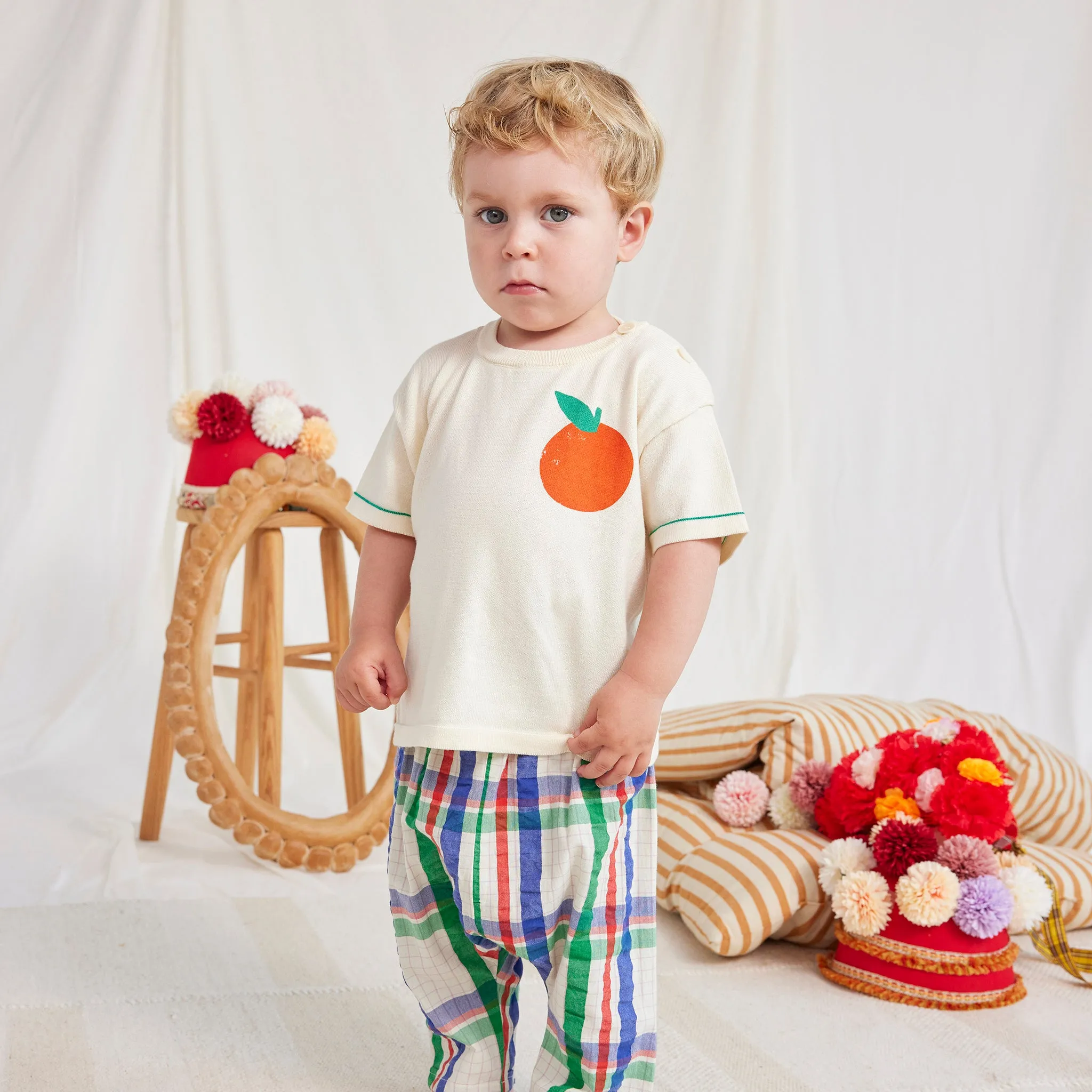 Bobo Choses Baby Tomato Knitted T-shirt Cream