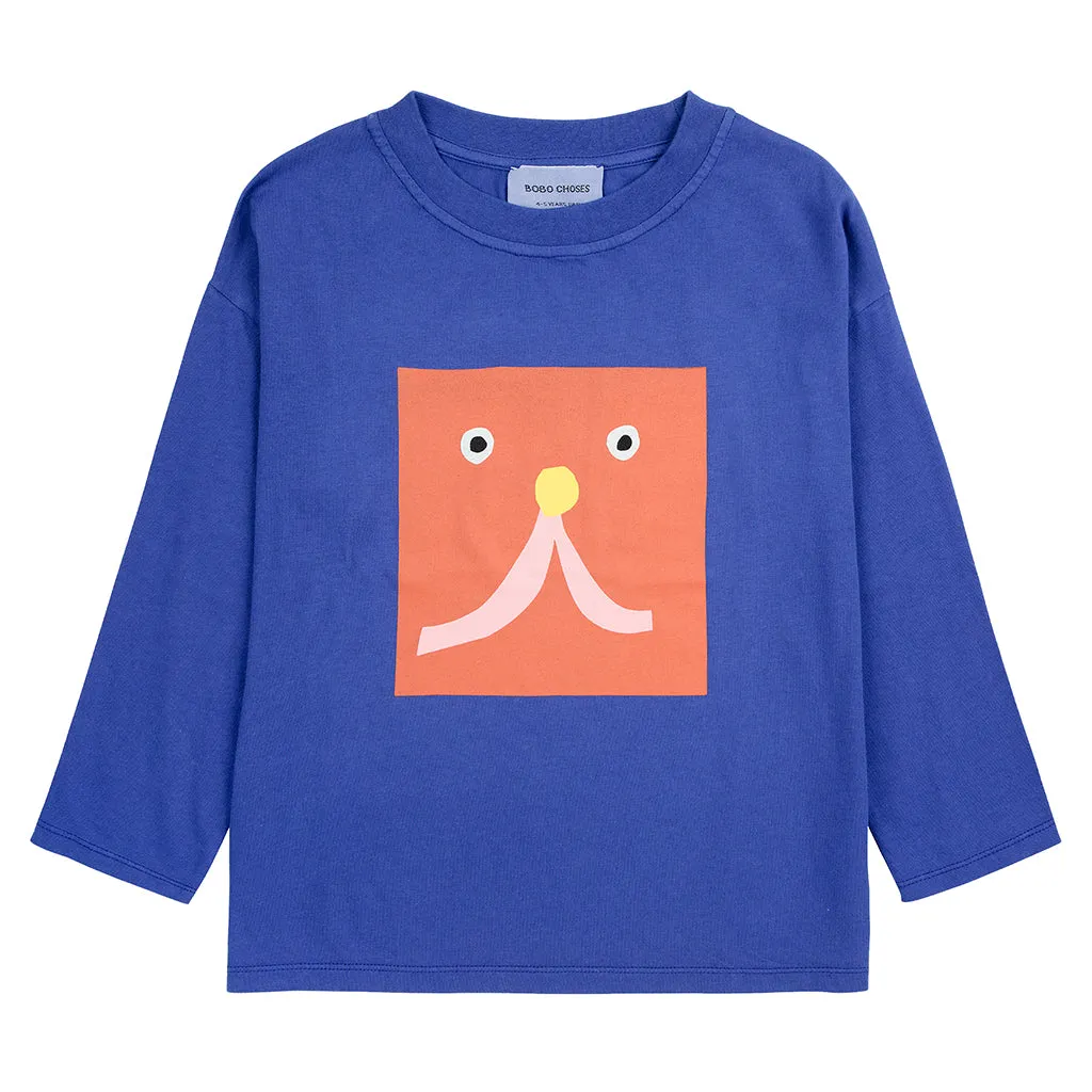 Bobo Choses Child Funny Face T-shirt Blue