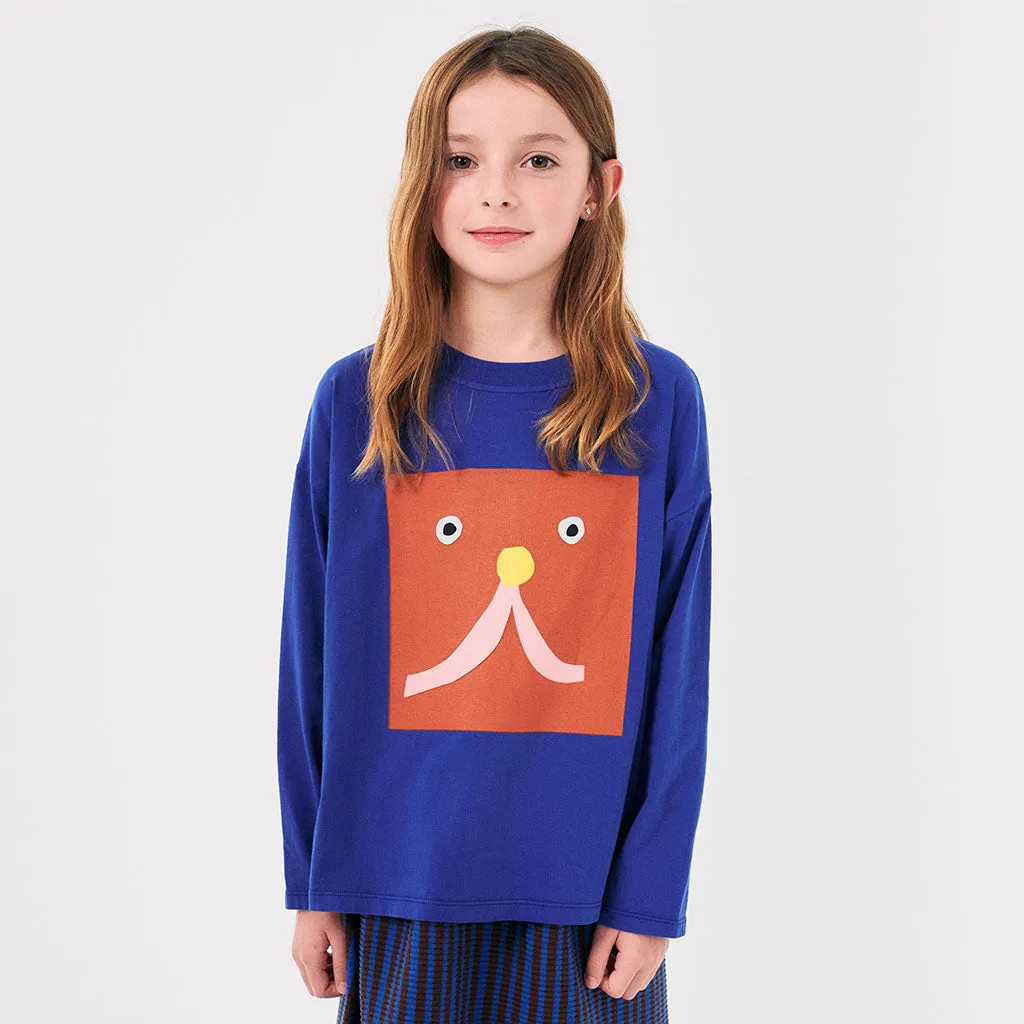 Bobo Choses Child Funny Face T-shirt Blue