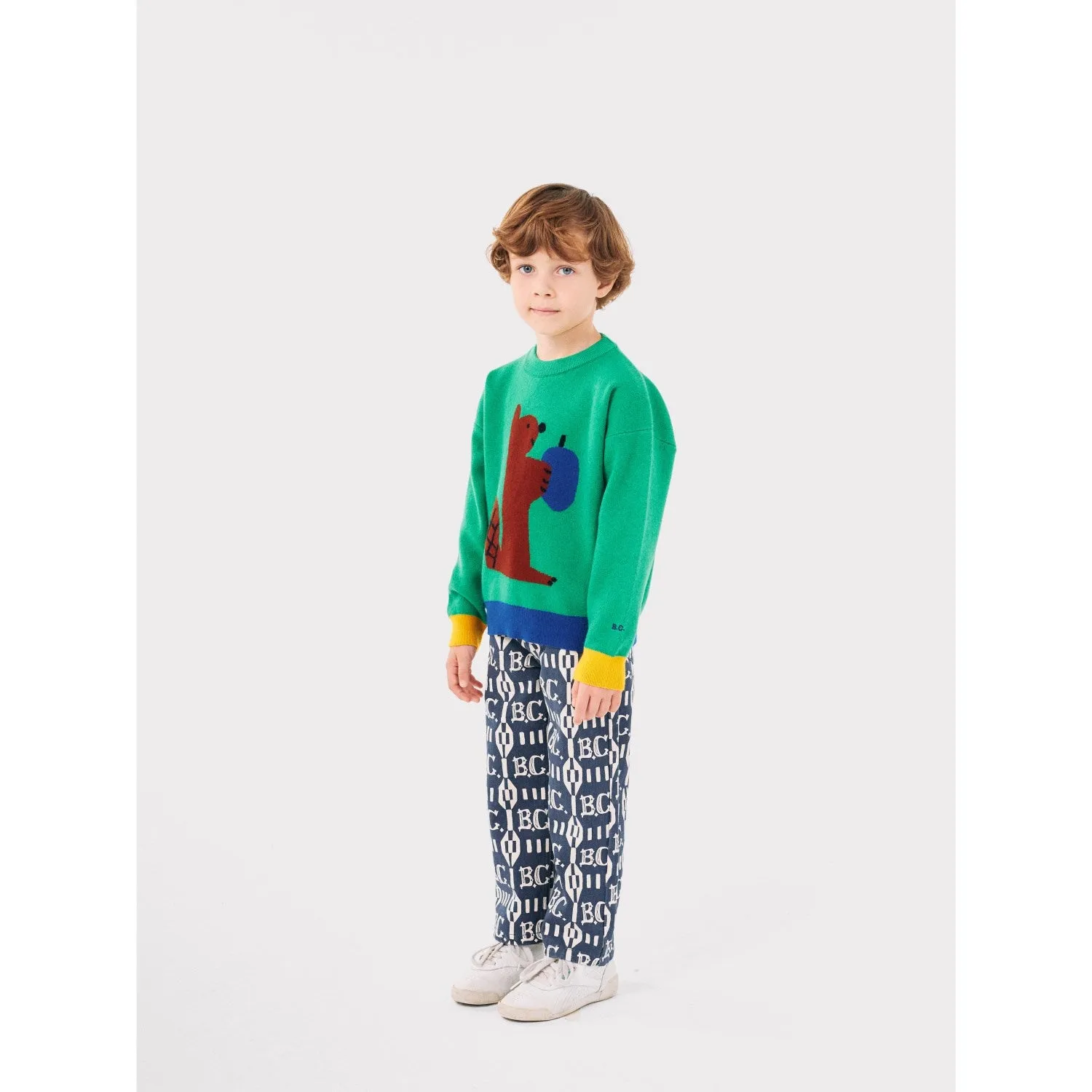 Bobo Choses Green Hungry Squirrel Jacquard Jumper