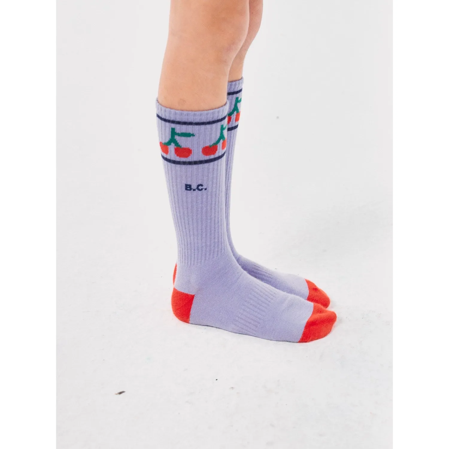 Bobo Choses Lavender Bobo Cherry Long Socks