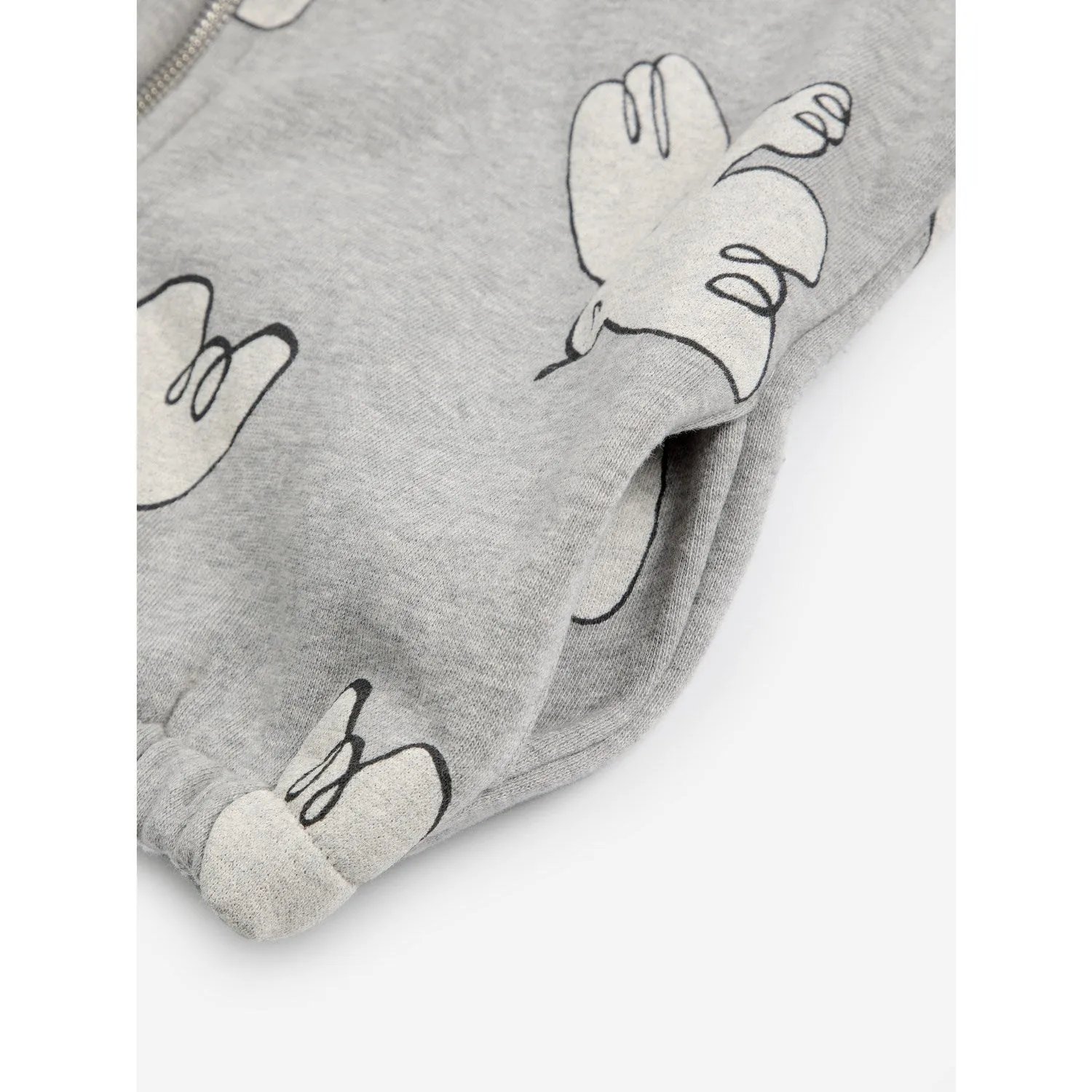 Bobo Choses Light Heather Grey Freedom Bird All Over Zipped Hoodie