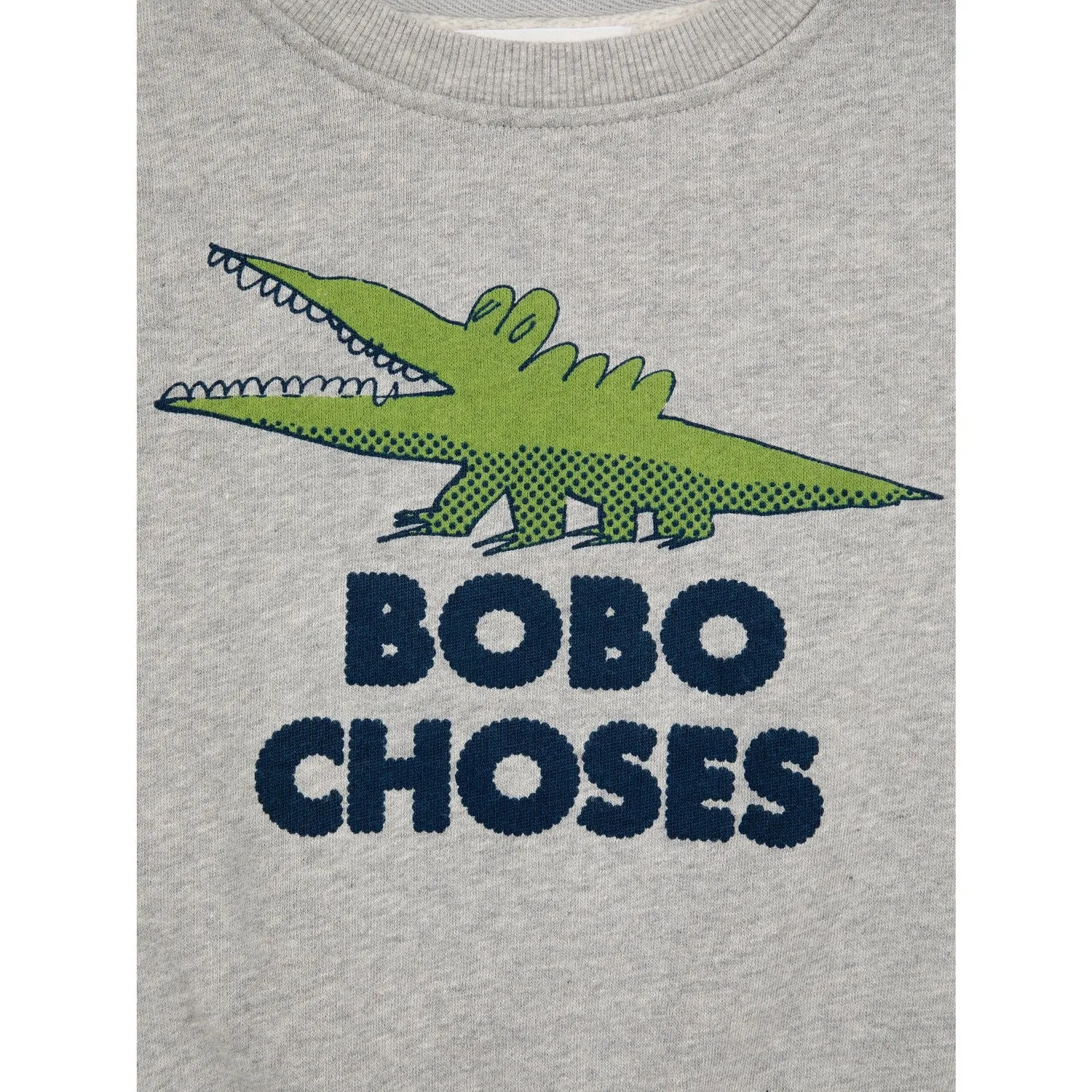 Bobo Choses Light Heather Grey Talking Crocodile Crewneck