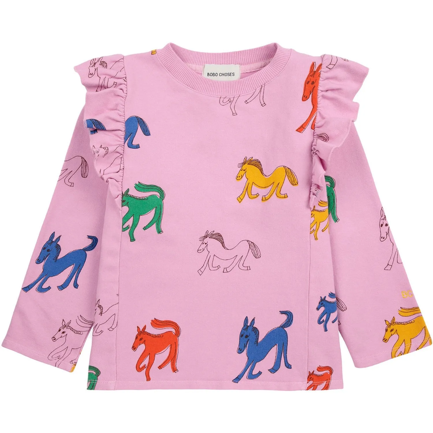 Bobo Choses Pink Wonder Horse All Over Ruffle Shirt