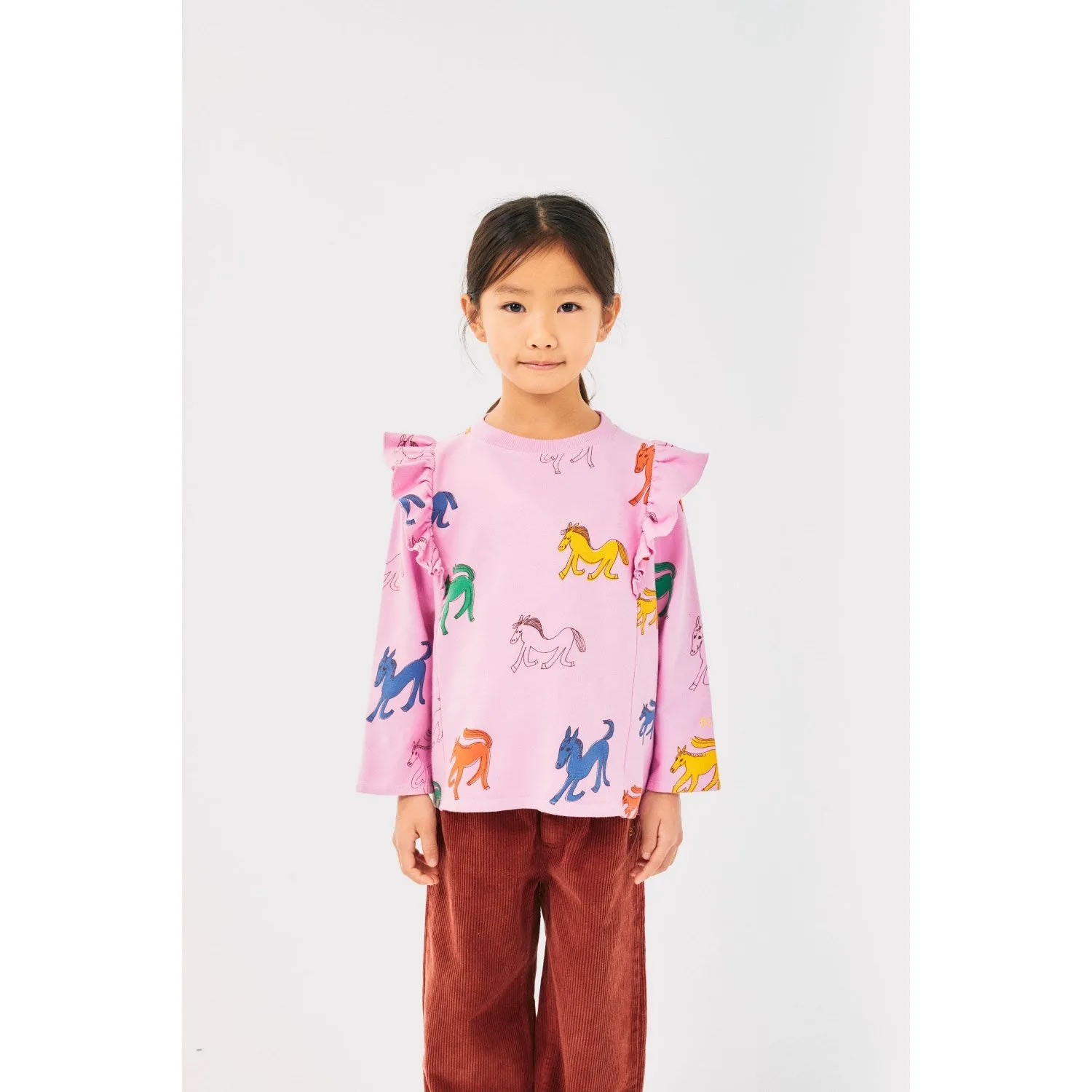 Bobo Choses Pink Wonder Horse All Over Ruffle Shirt