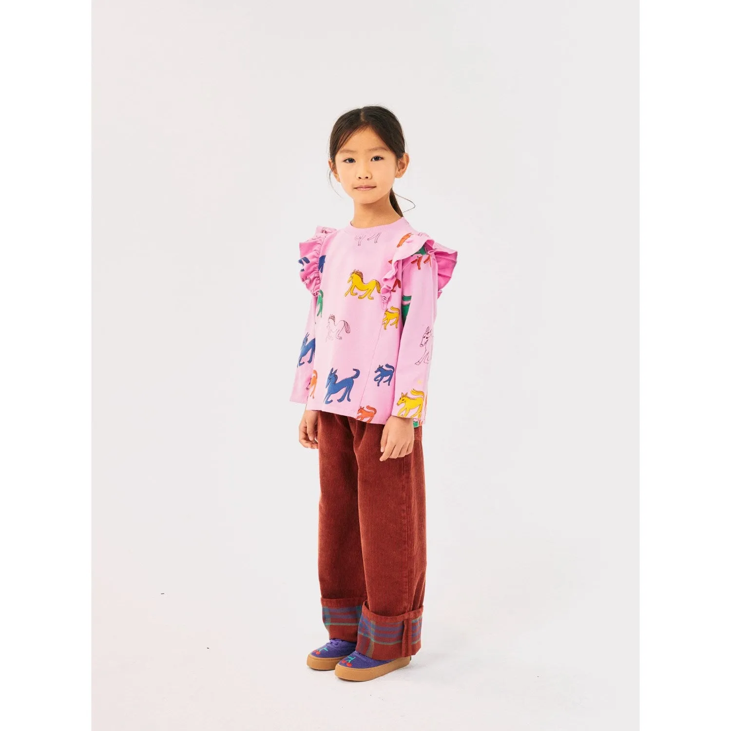 Bobo Choses Pink Wonder Horse All Over Ruffle Shirt