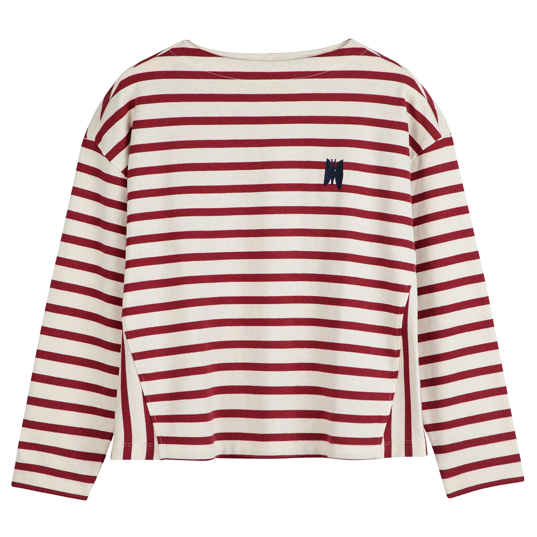 Bobo Choses Woman T-shirt Cream And Burgundy Stripes