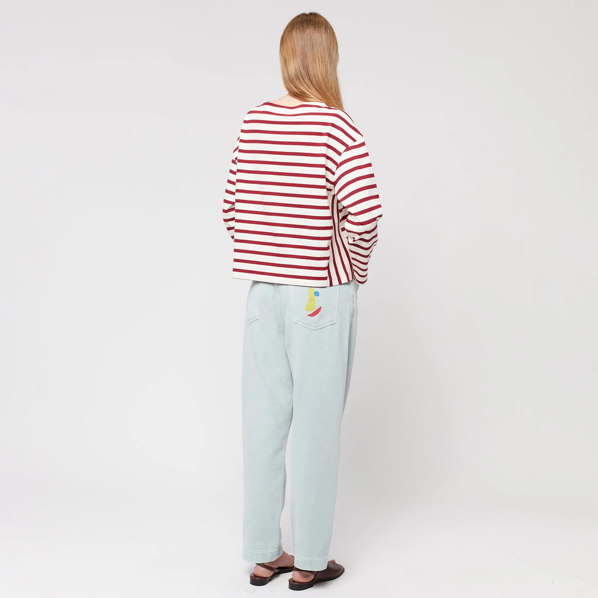 Bobo Choses Woman T-shirt Cream And Burgundy Stripes