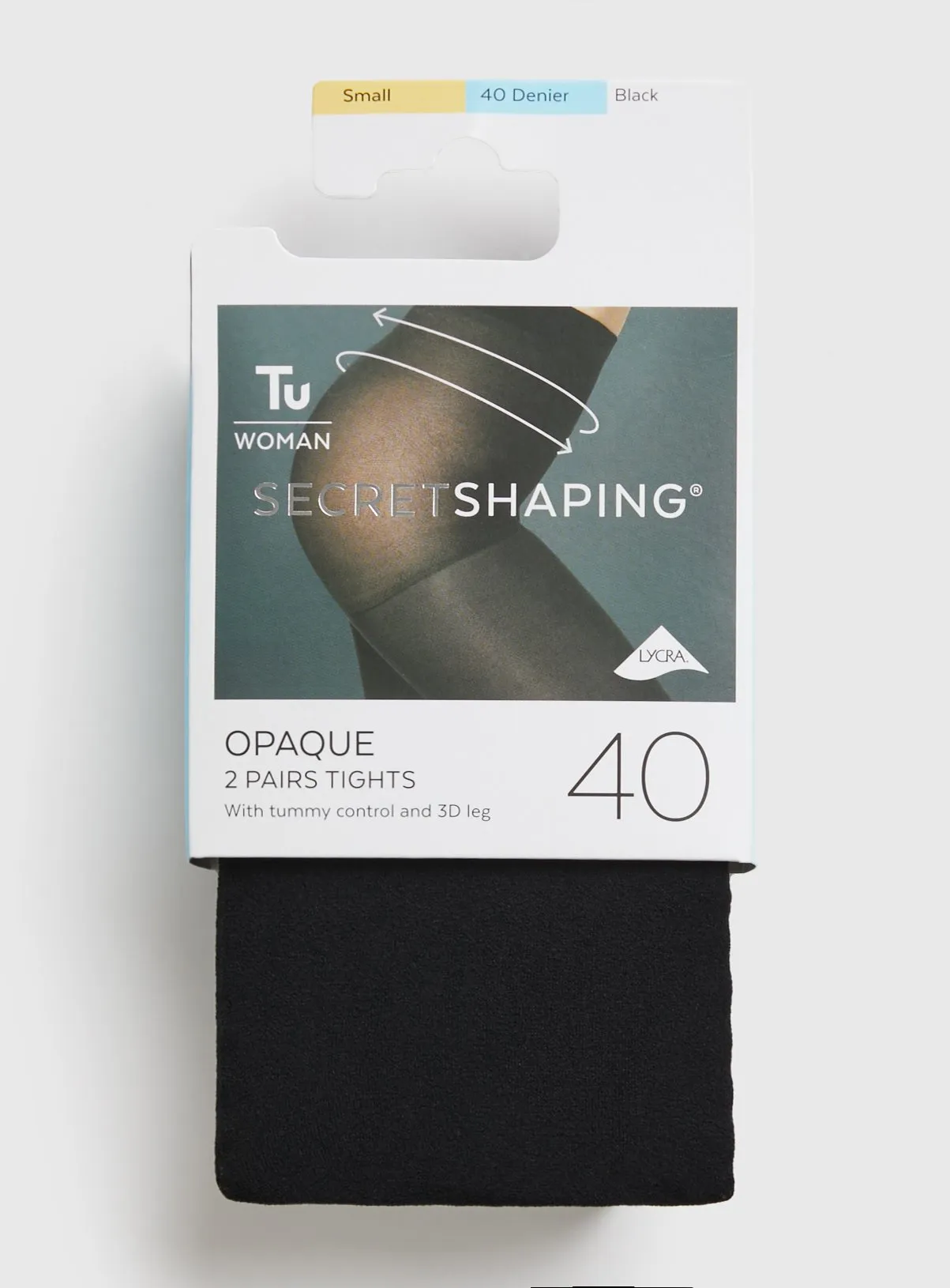 Buy Secret Shaping Black 40 Denier Opaque Tights 2 Pack XL | Tights | Tu