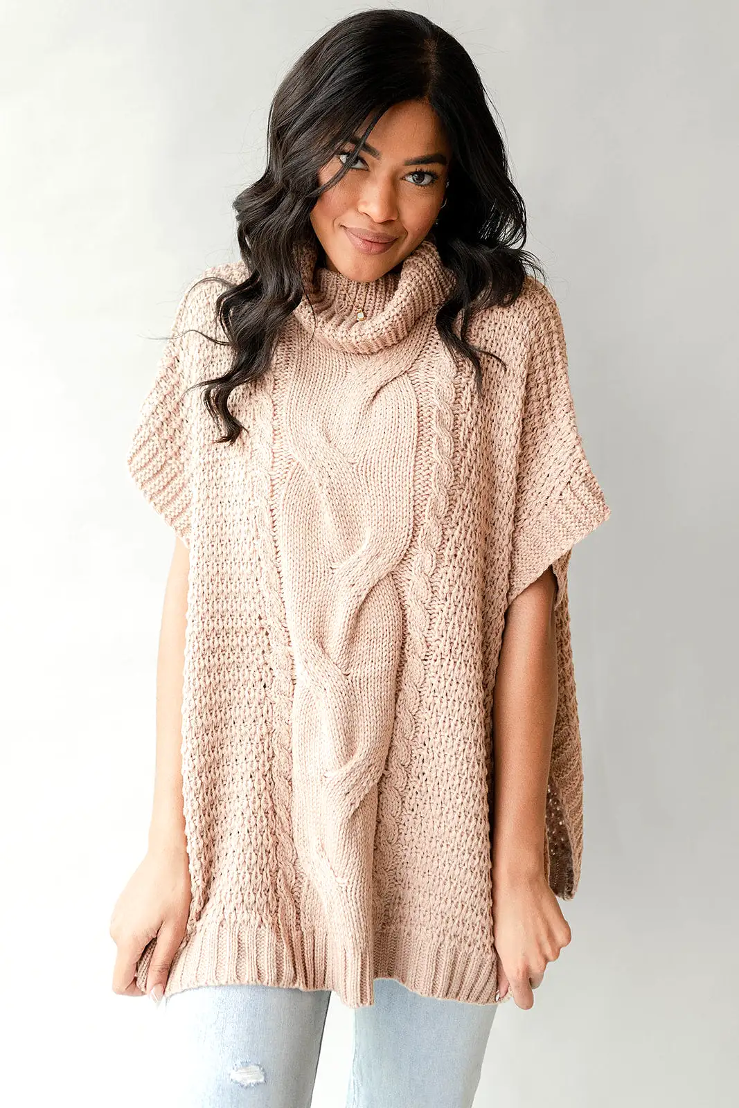 cable knit cape sweater