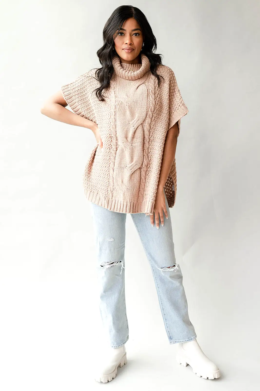 cable knit cape sweater