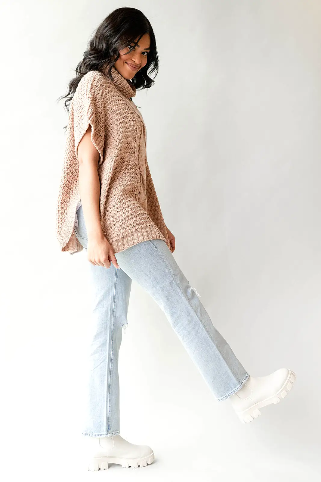 cable knit cape sweater