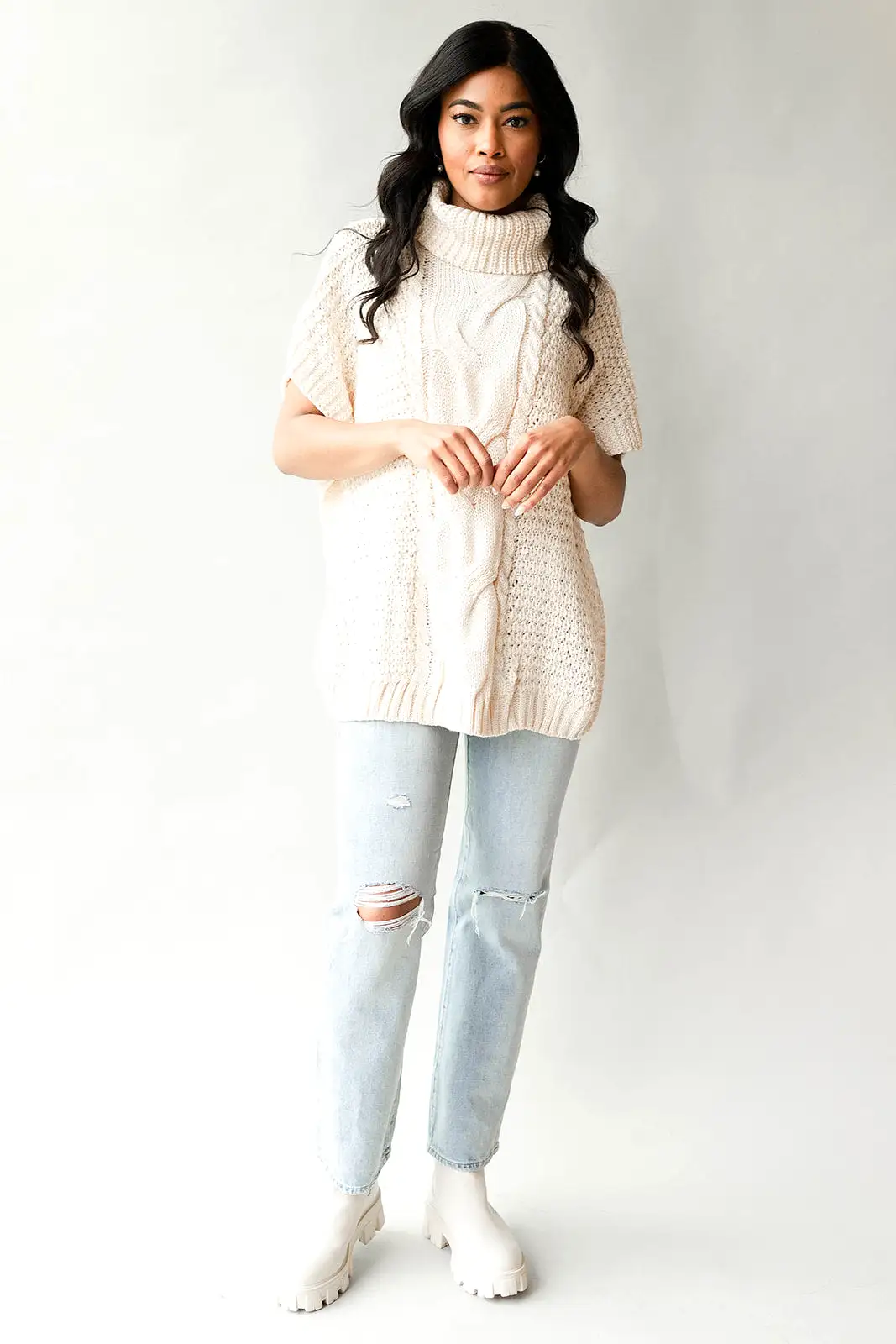 cable knit cape sweater