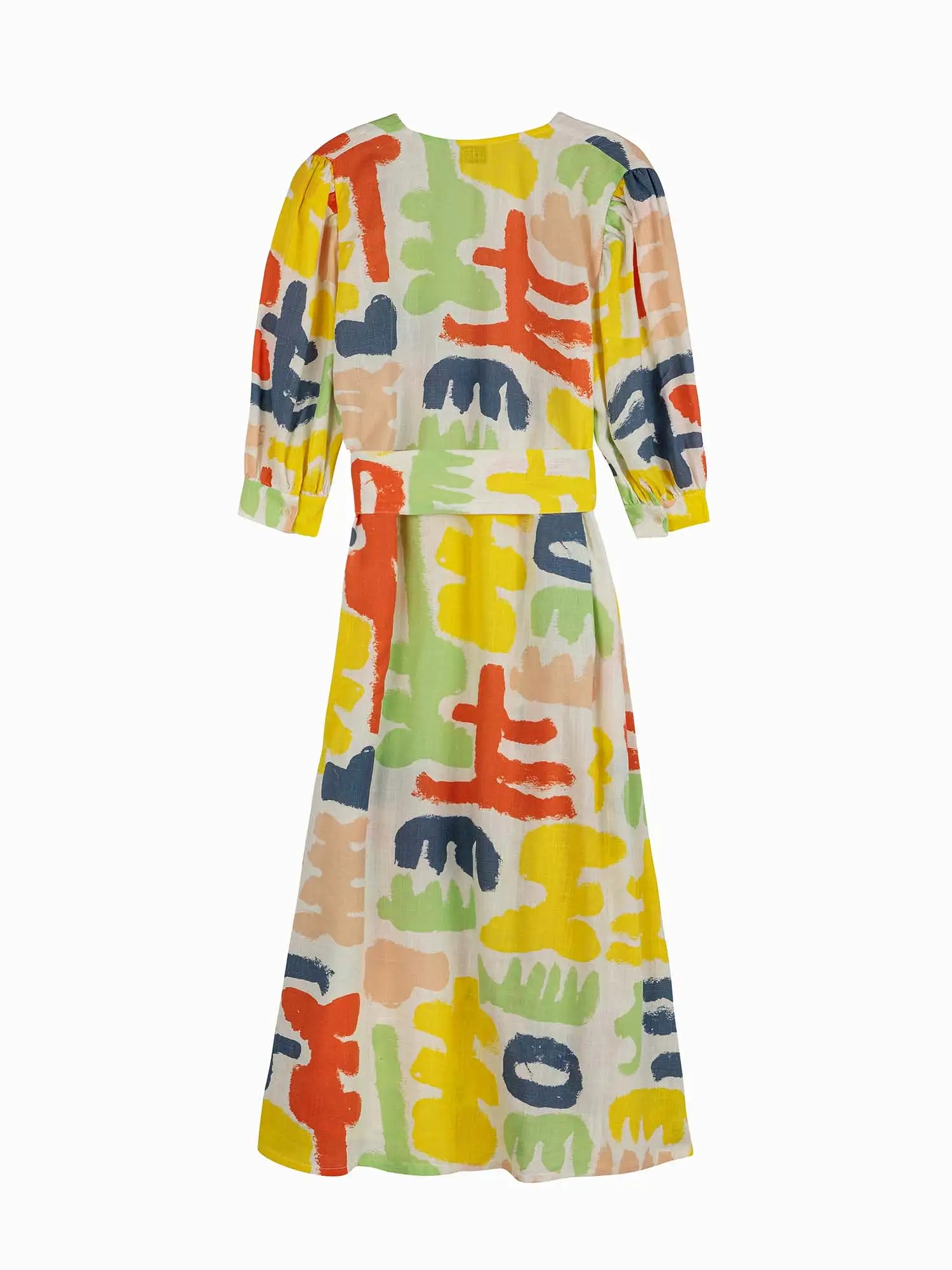 Carnival Print V-neck Wrapped Dress