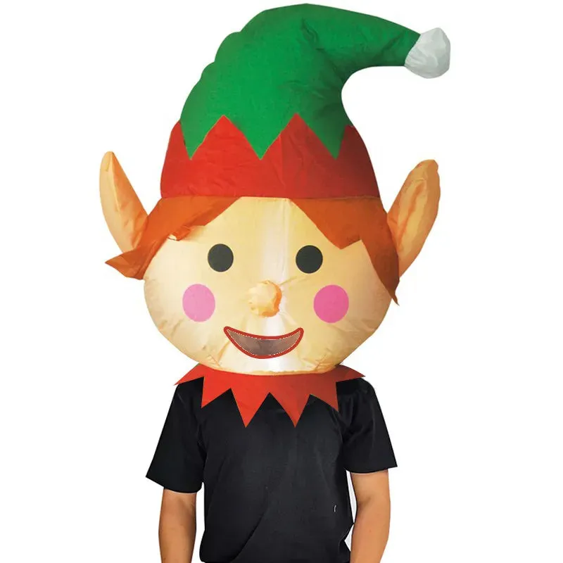 Christmas Funny Adult Inflatable Air Head Mask Costumes Cosplay Elf Santa Claus Elk Fancy Dress Halloween Carnival Theme Party