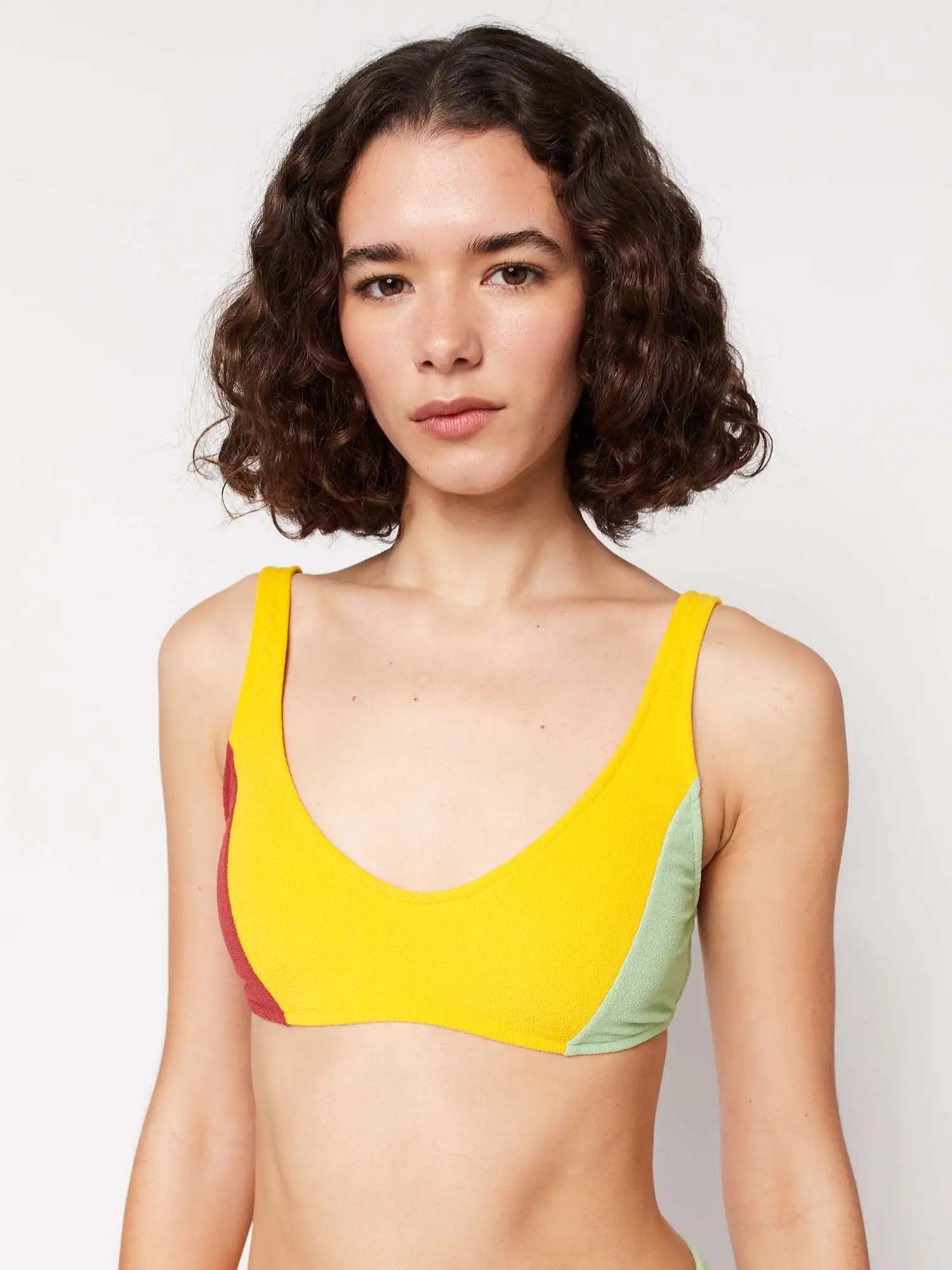 Colour Block Terry Top Bikini