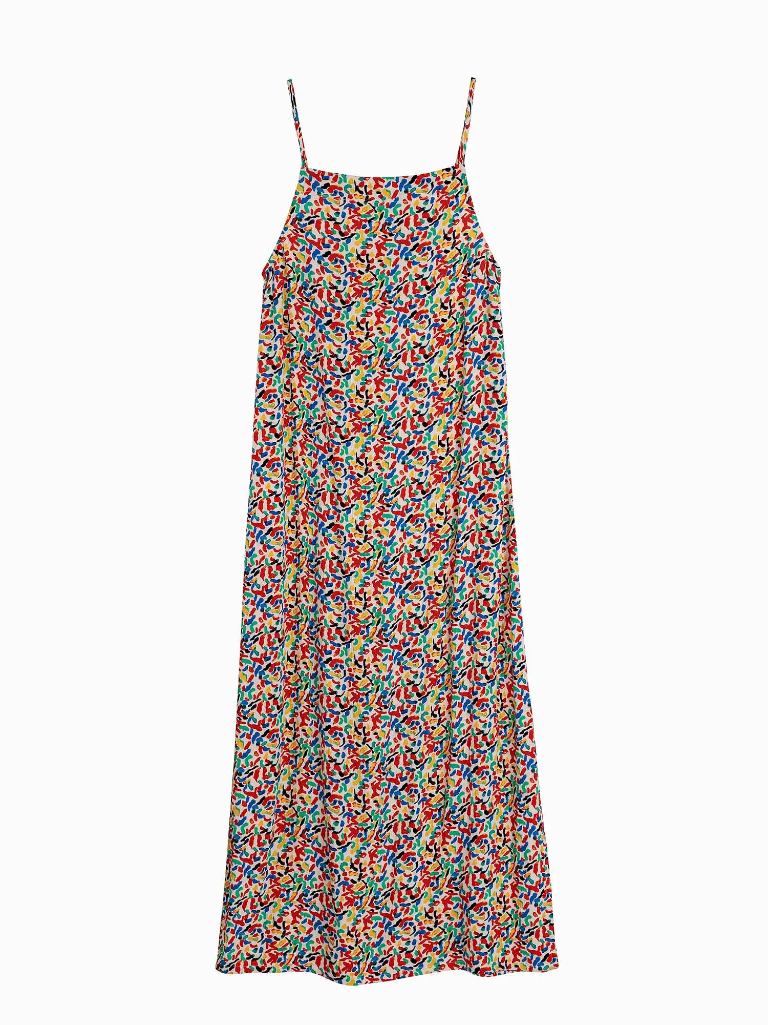 Confetti Print Viscose Strap Dress