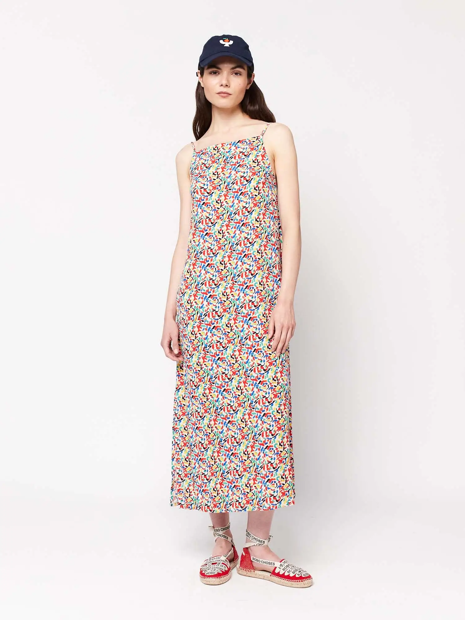 Confetti Print Viscose Strap Dress