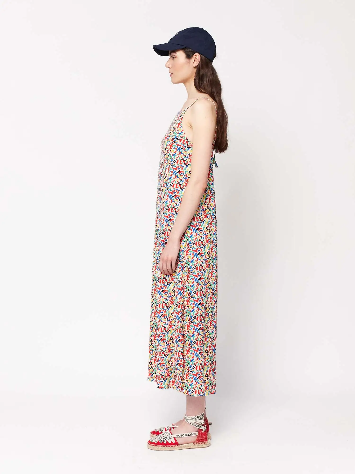 Confetti Print Viscose Strap Dress