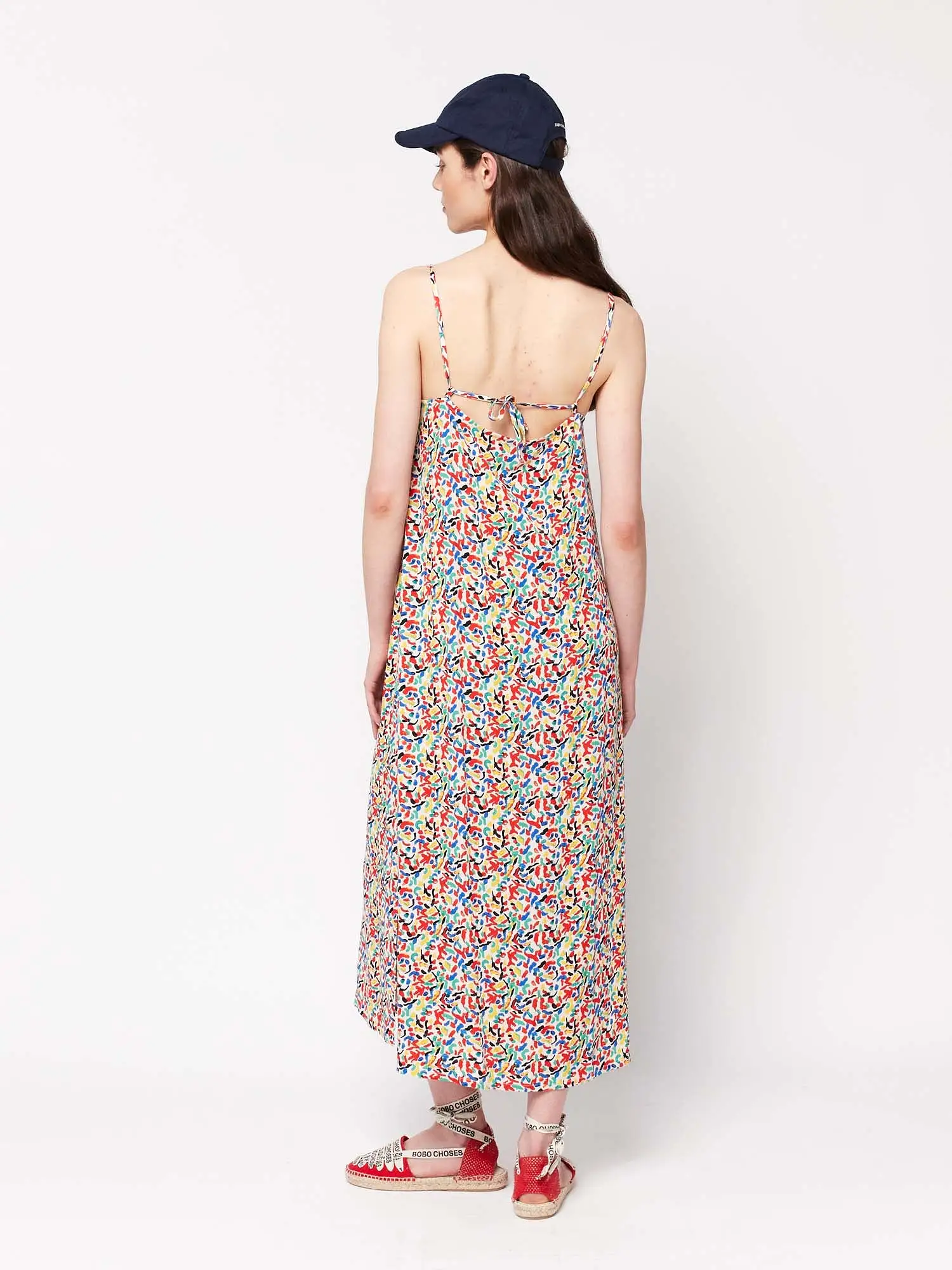 Confetti Print Viscose Strap Dress