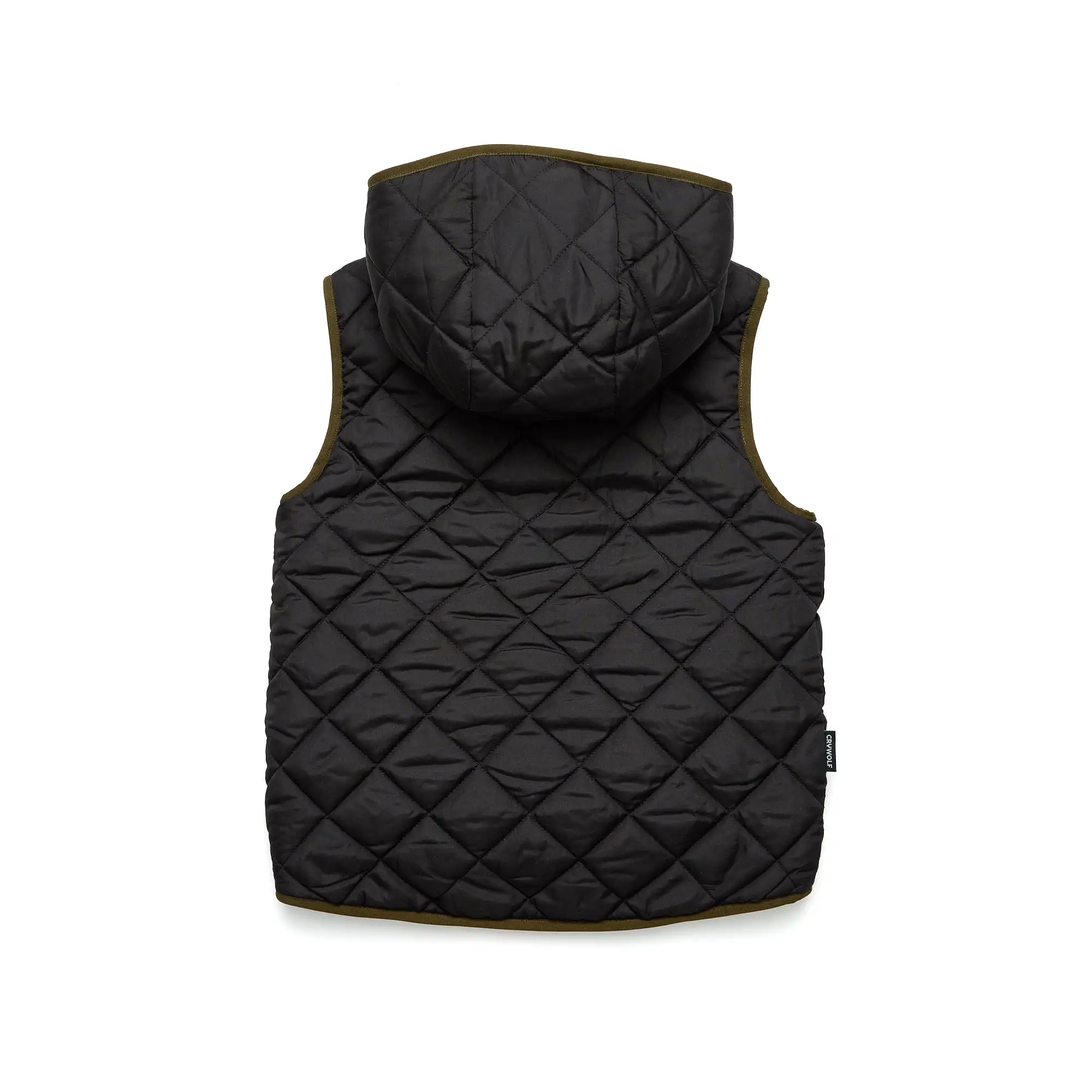 Crywolf Reversible Yeti Hooded Vest - Black/Khaki