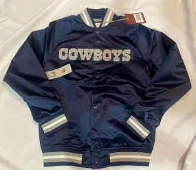 Dallas Cowboys NFL Mitchell & Ness Lightweight Men’s Satin Jacket Navy Color