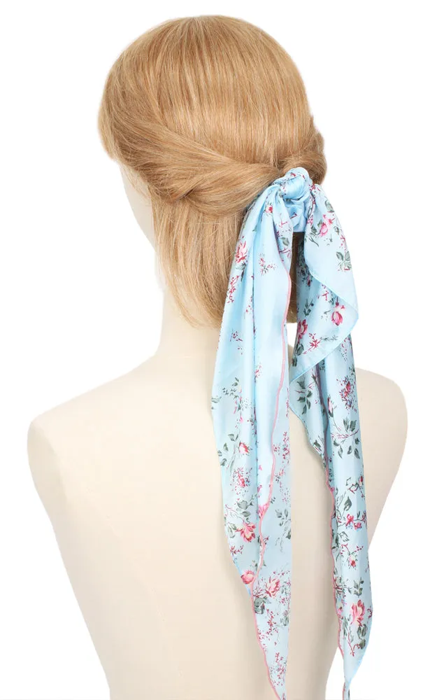 EAH2060 Flower Print Satin Hair Scarf (12PCS)