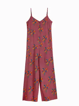 Fireworks Print Buttoned Sleeveless Overall