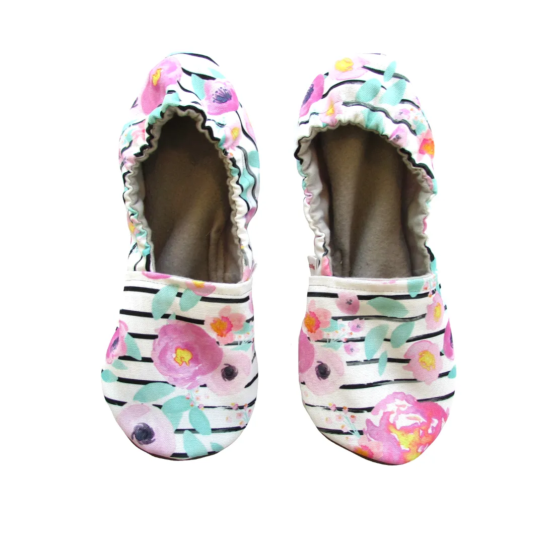 Floral Stripe Women's Slippers