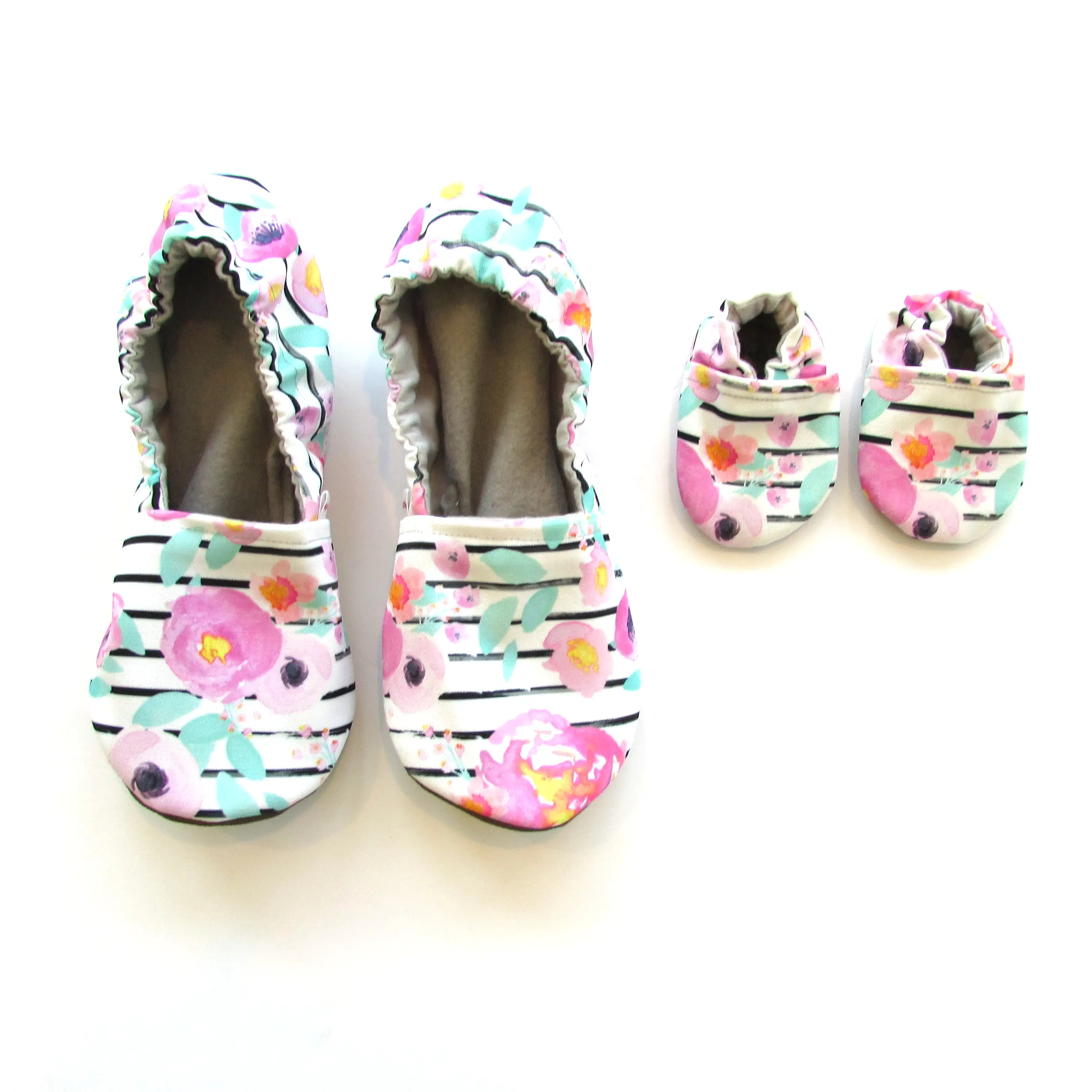 Floral Stripe Women's Slippers