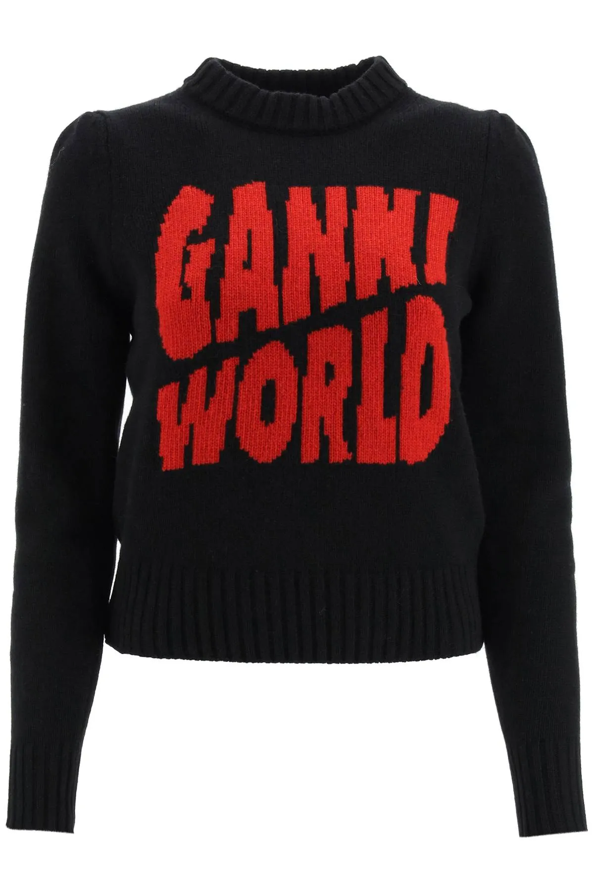 Ganni 'World' Inlay Wool Blend Sweater   Black