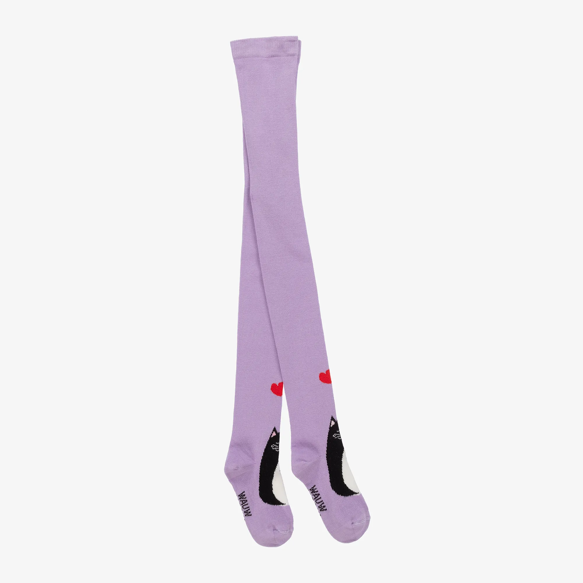 Girls Purple Organic Cotton Cat Tights