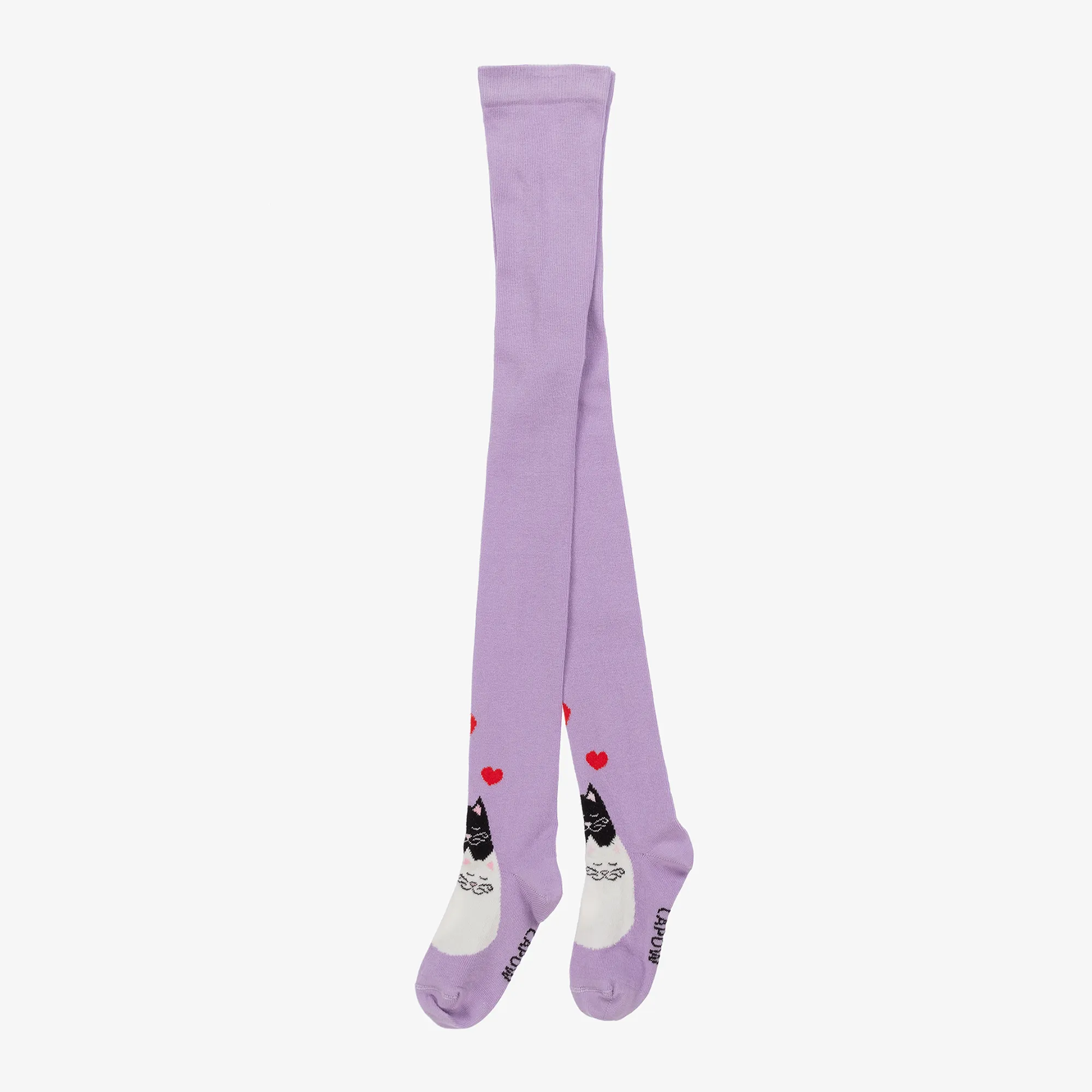 Girls Purple Organic Cotton Cat Tights