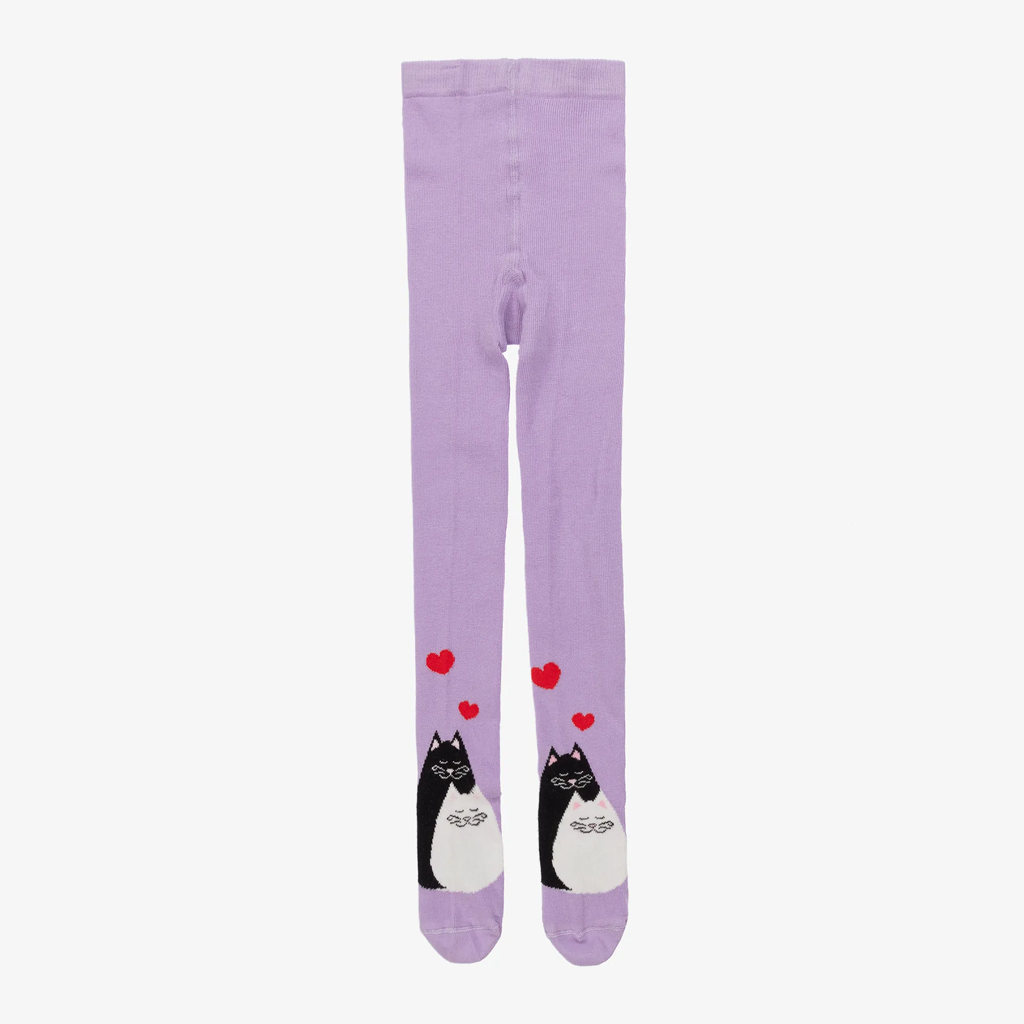 Girls Purple Organic Cotton Cat Tights