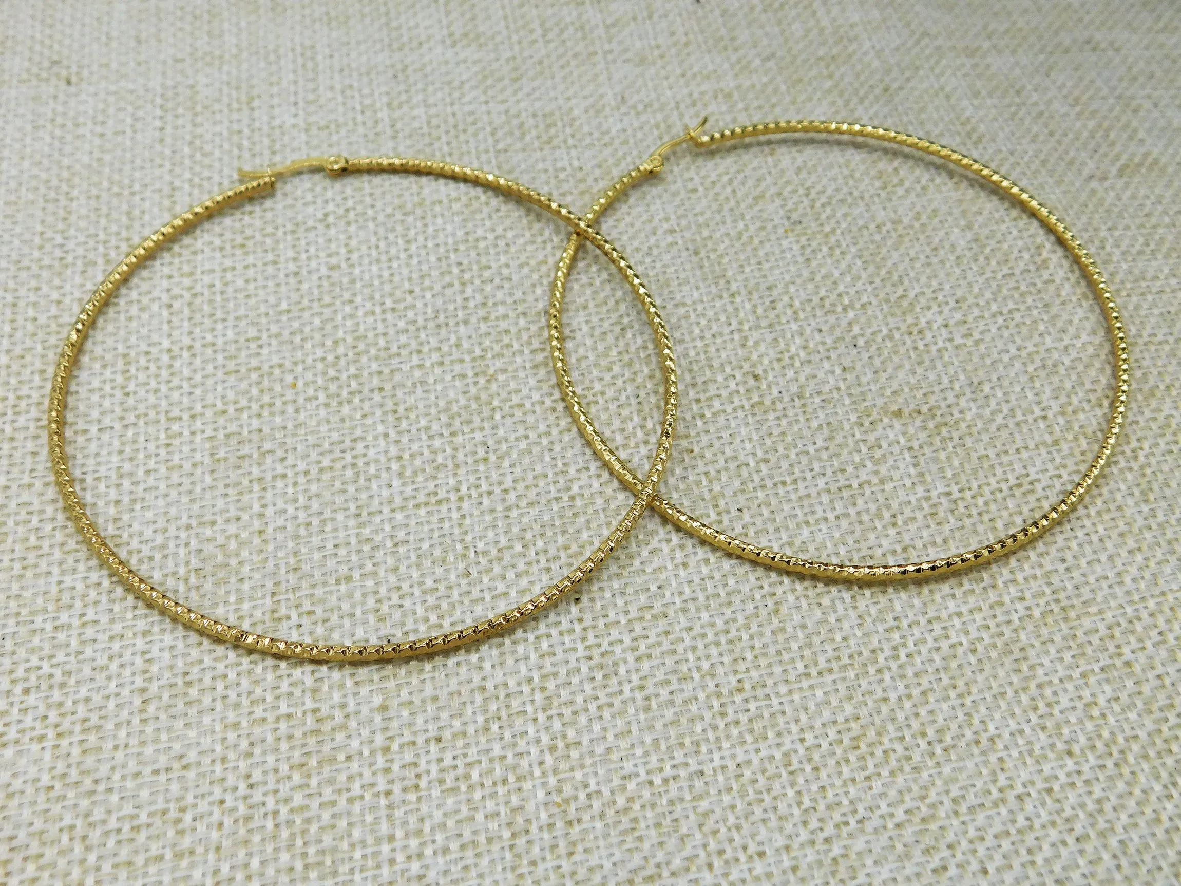 Gold Tone Hoop Earrings Stainless Steel Hoop Extra Large round Women Jewelry