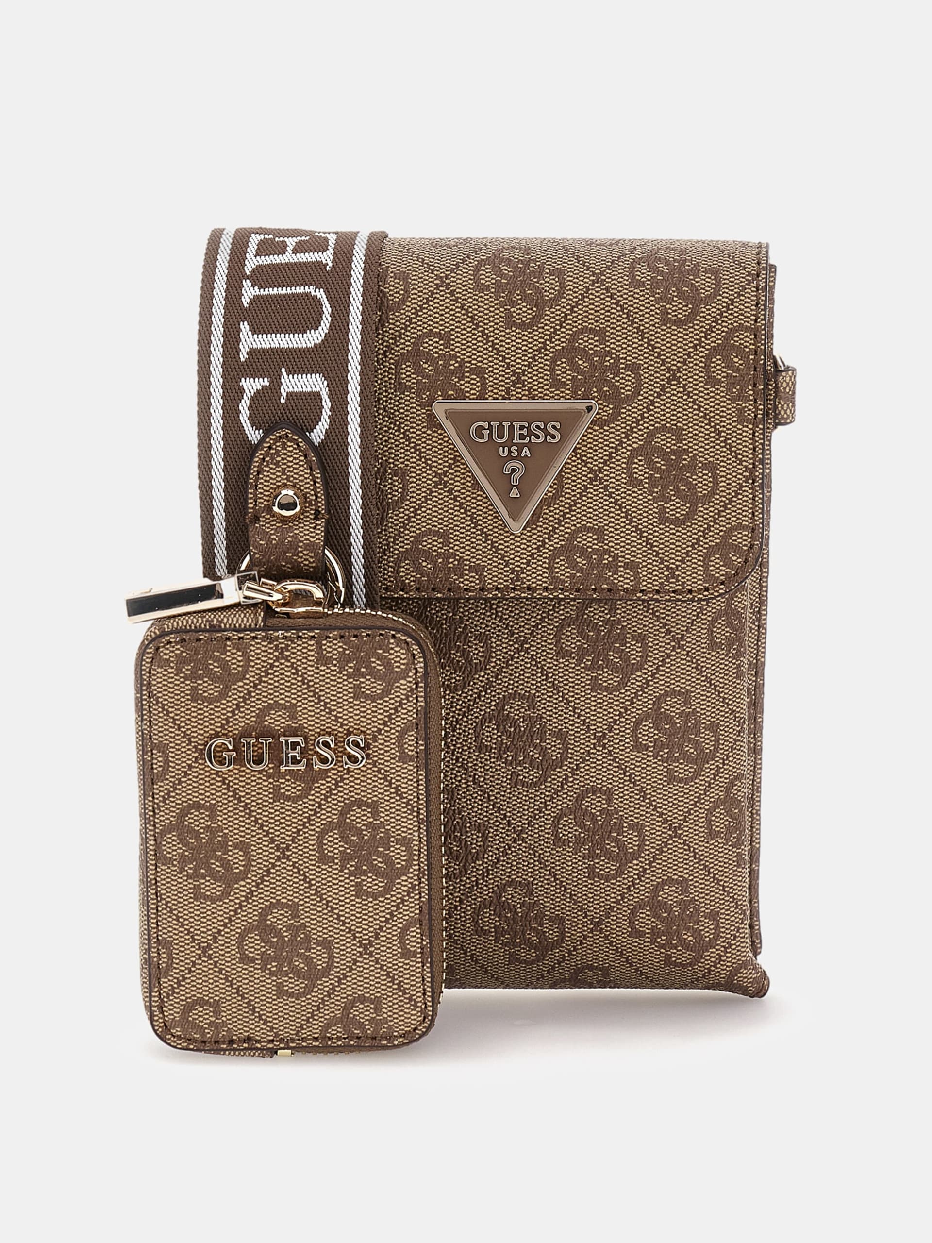 GUESS Latona Mini  Phone Holder Latte Logo