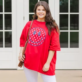 Happy In The USA Tee Boyfriend Tee, Red