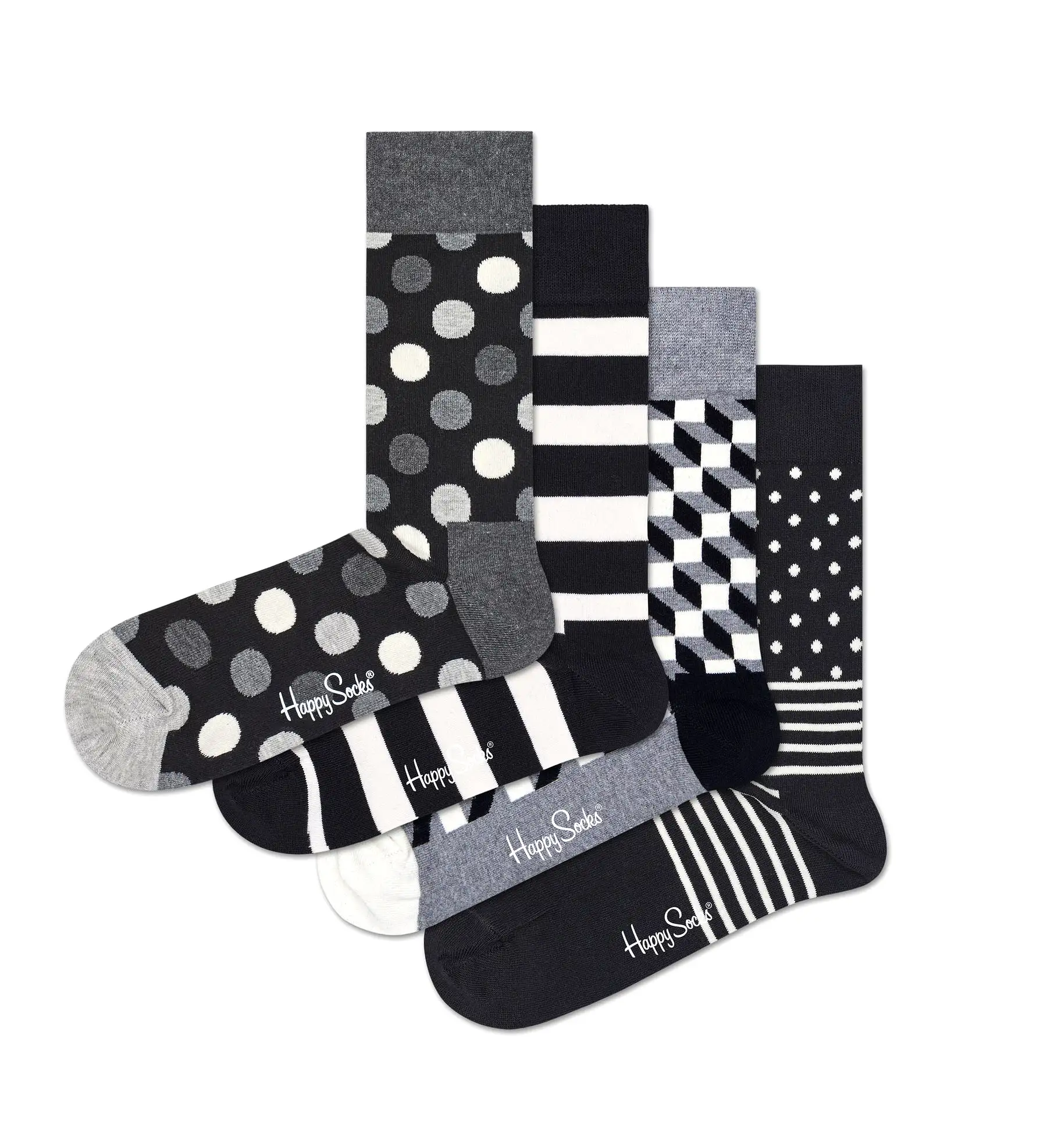 Happy Socks 'Classic Black & White' Crew Sock Gift Set (4-Pairs)