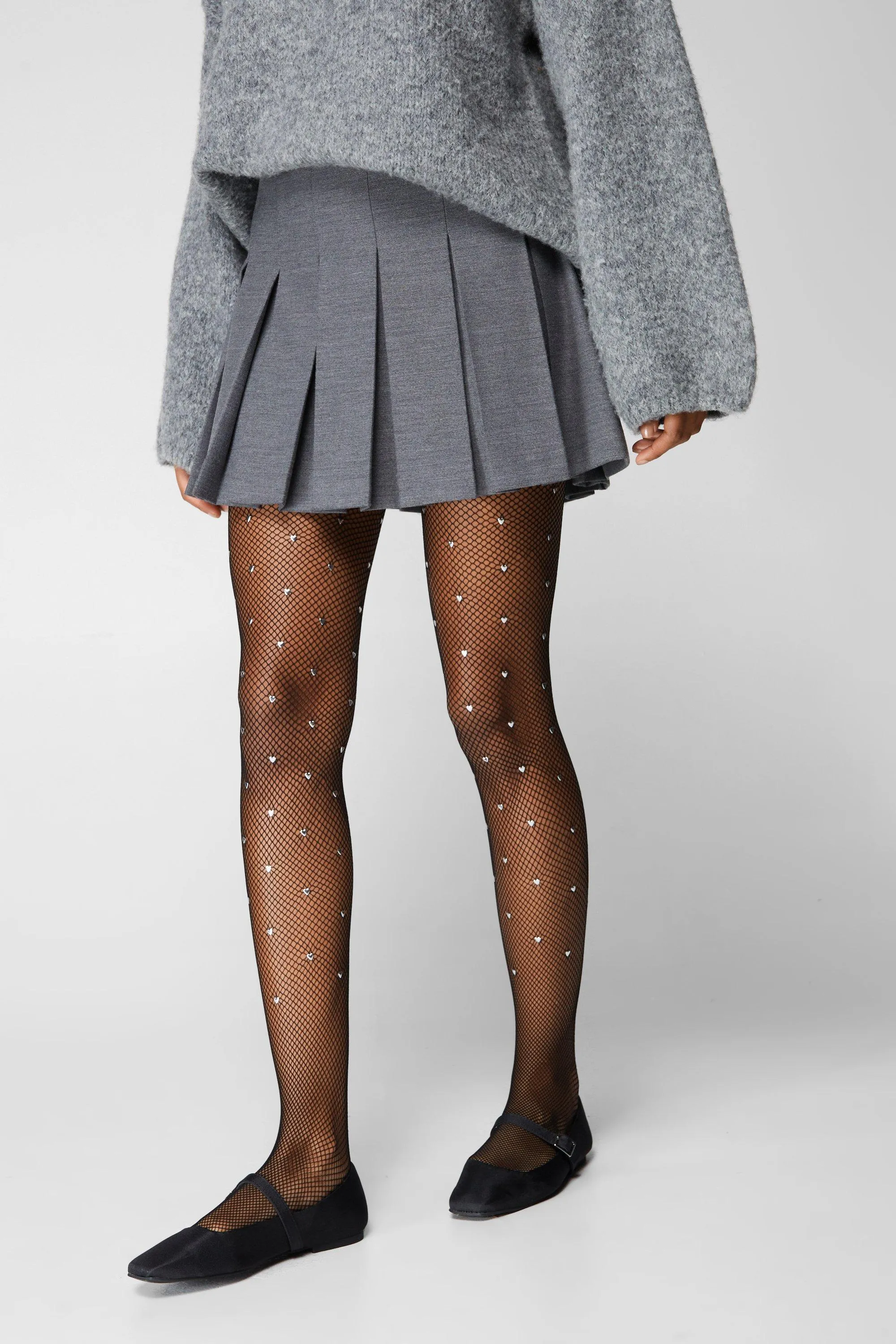 Heart Stud Fishnet Tights