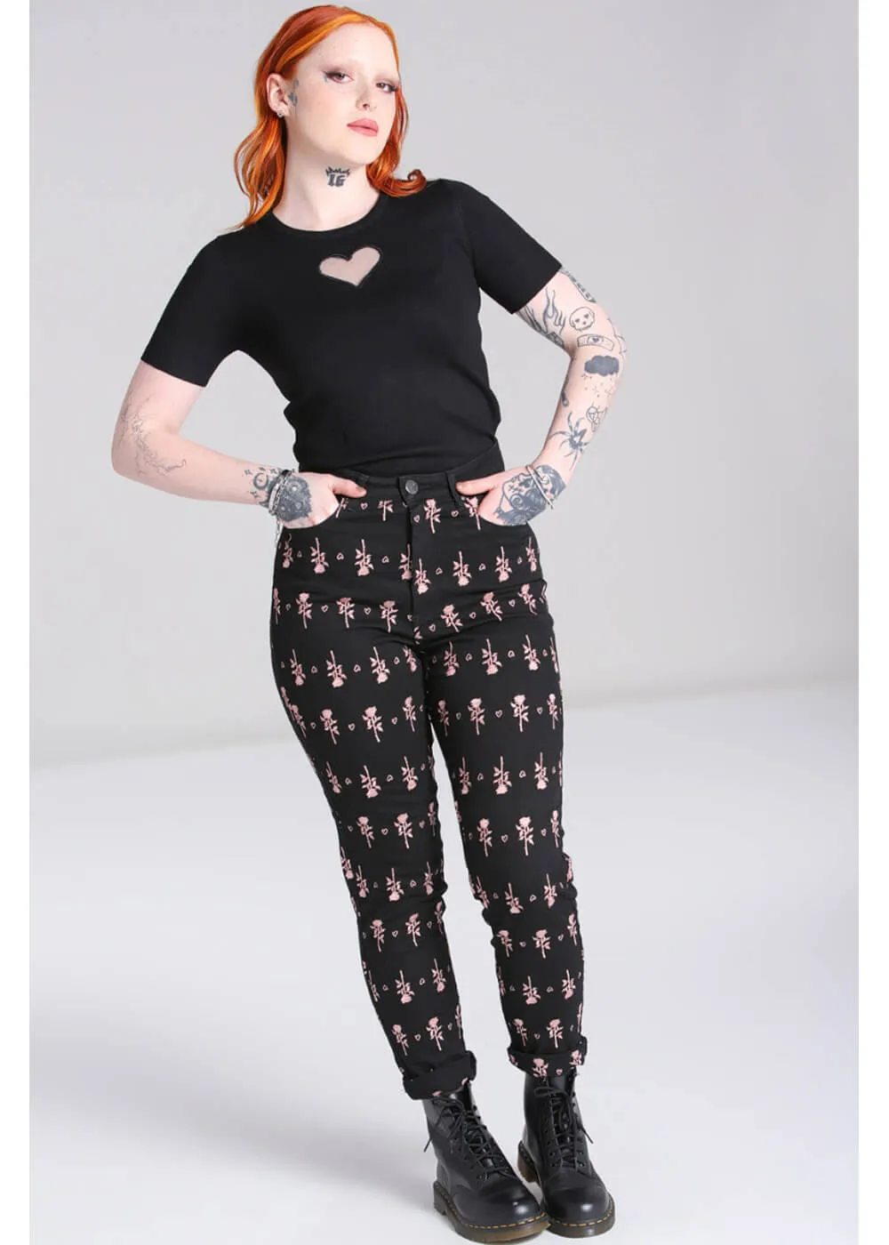 Hell Bunny The Lover Rose 80's Jeans Black