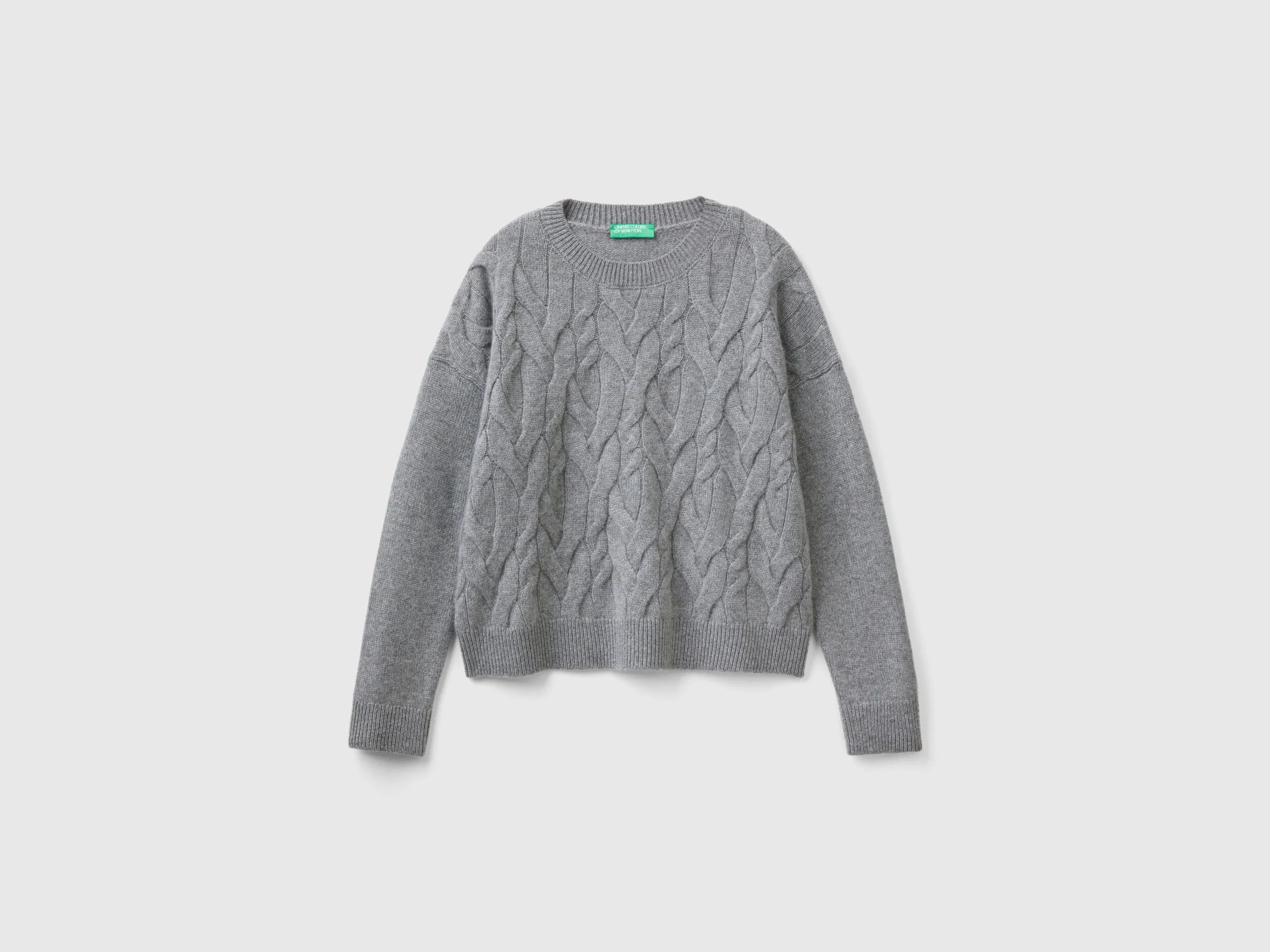 Knit sweater in pure cashmere - Dark Gray | Benetton