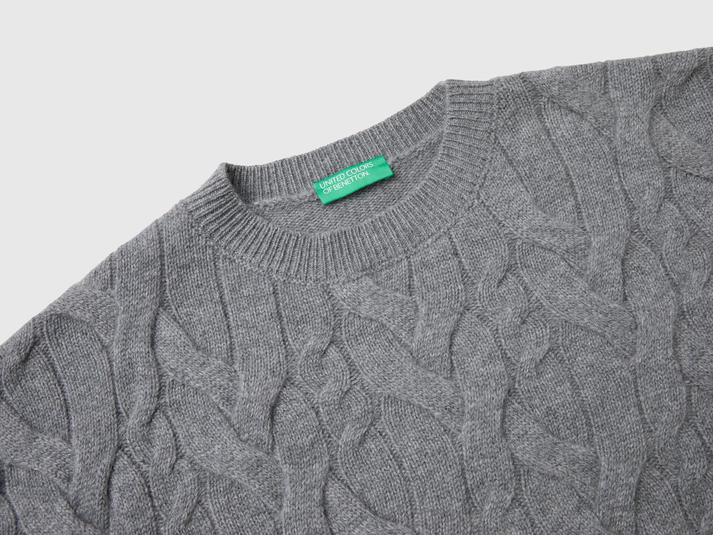 Knit sweater in pure cashmere - Dark Gray | Benetton