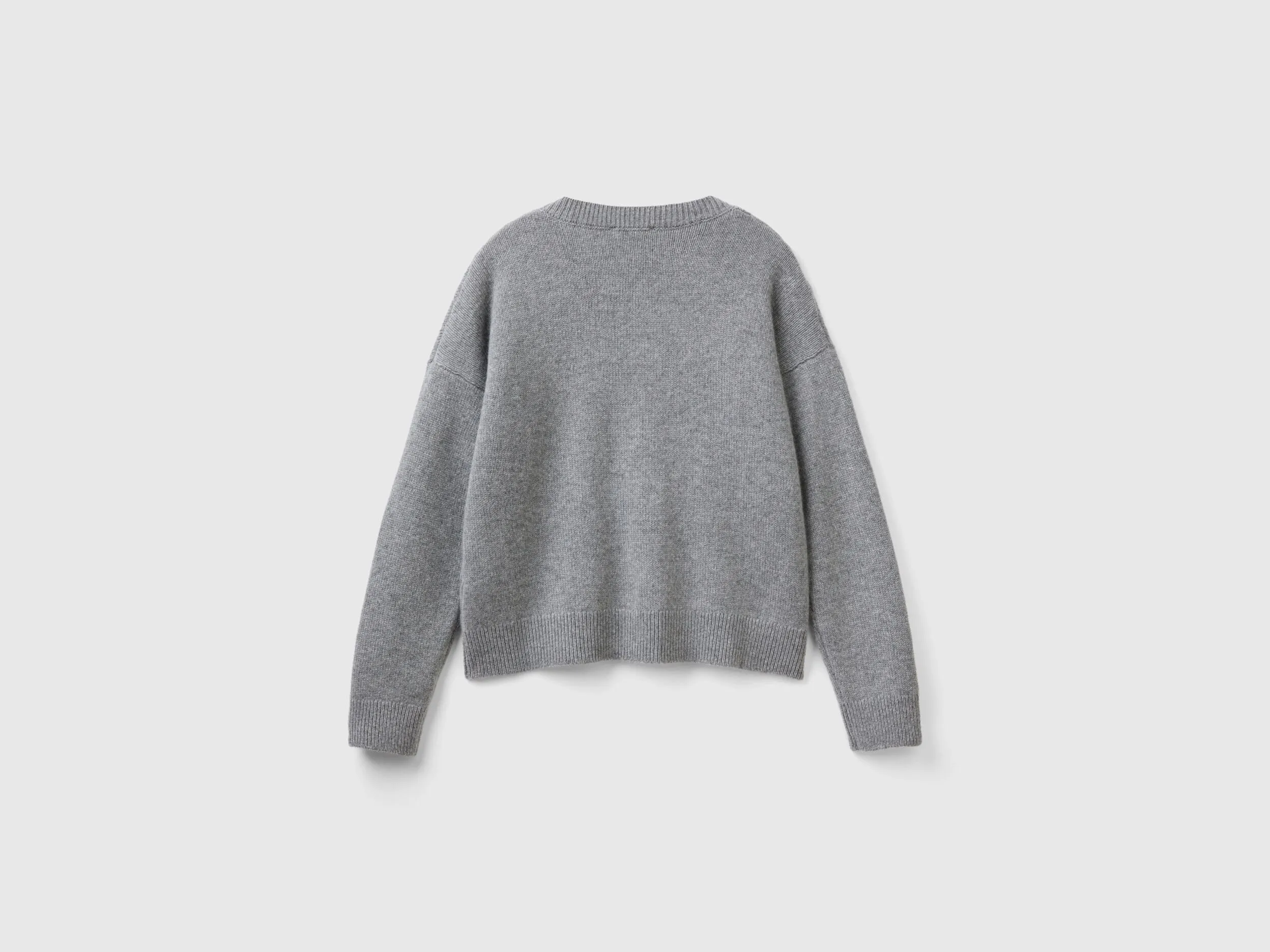 Knit sweater in pure cashmere - Dark Gray | Benetton